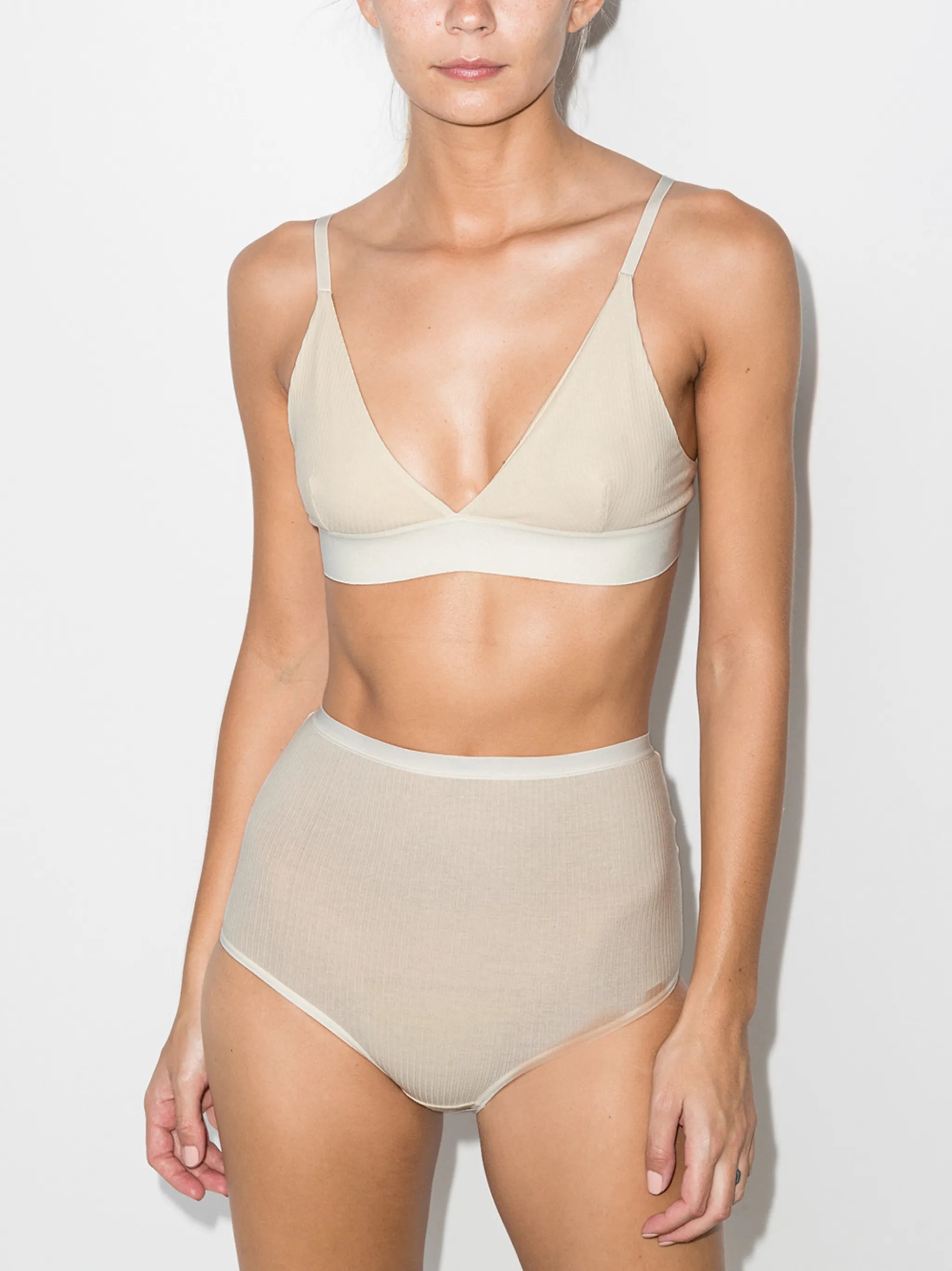 ribbed organic cotton triangle bra