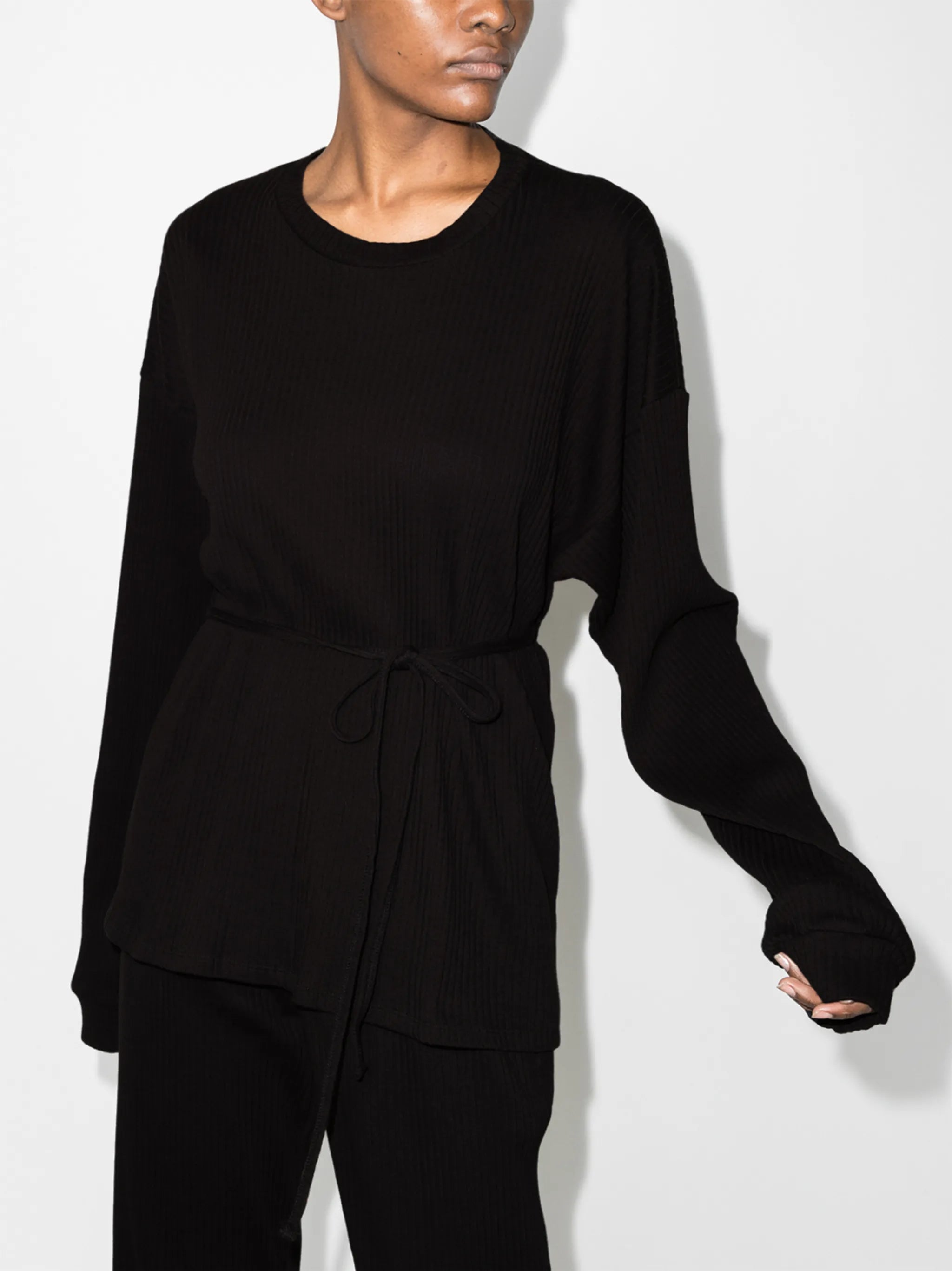 Shaw belted ribbed organic cotton sweatshirt
