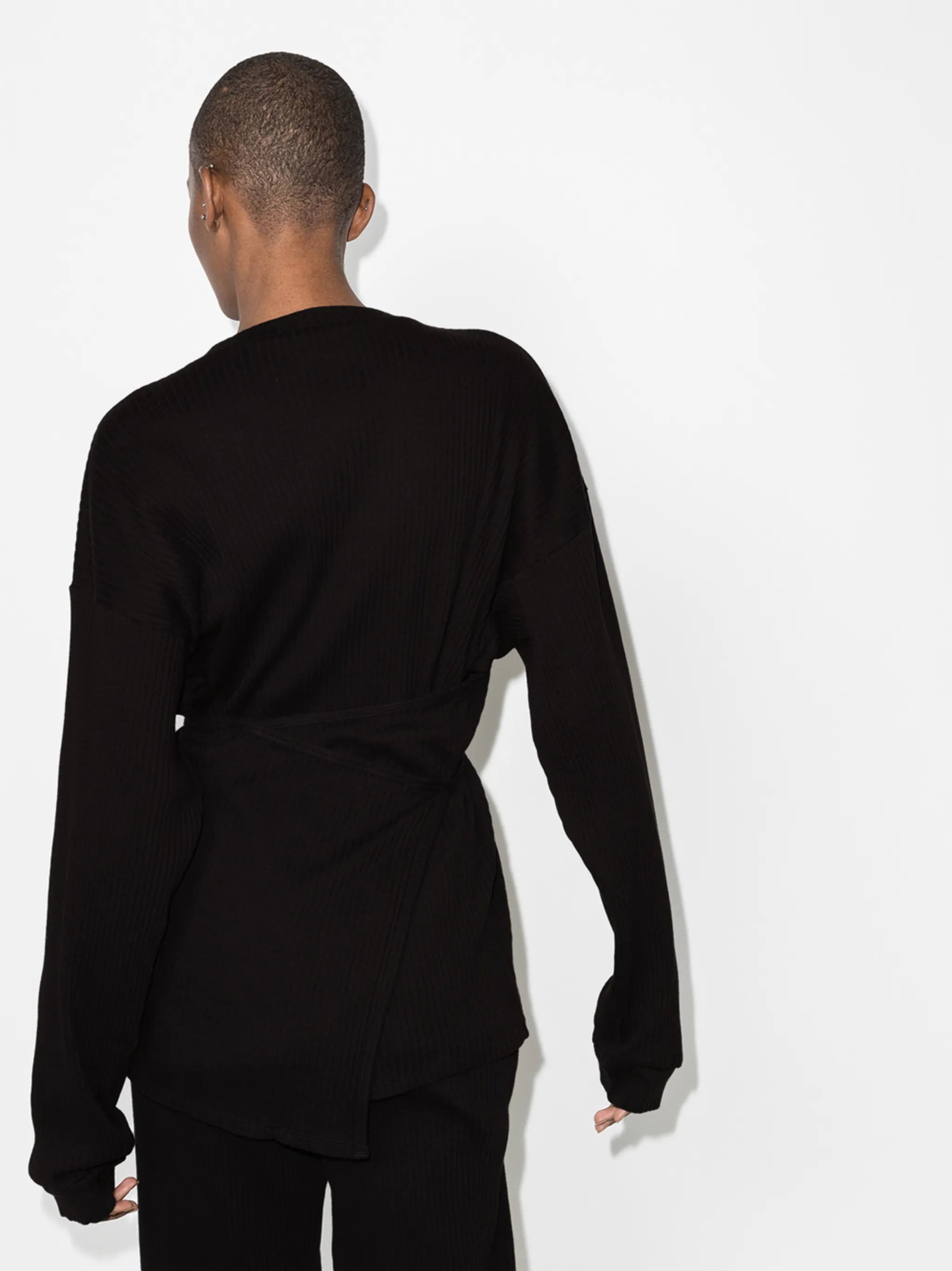 Shaw belted ribbed organic cotton sweatshirt