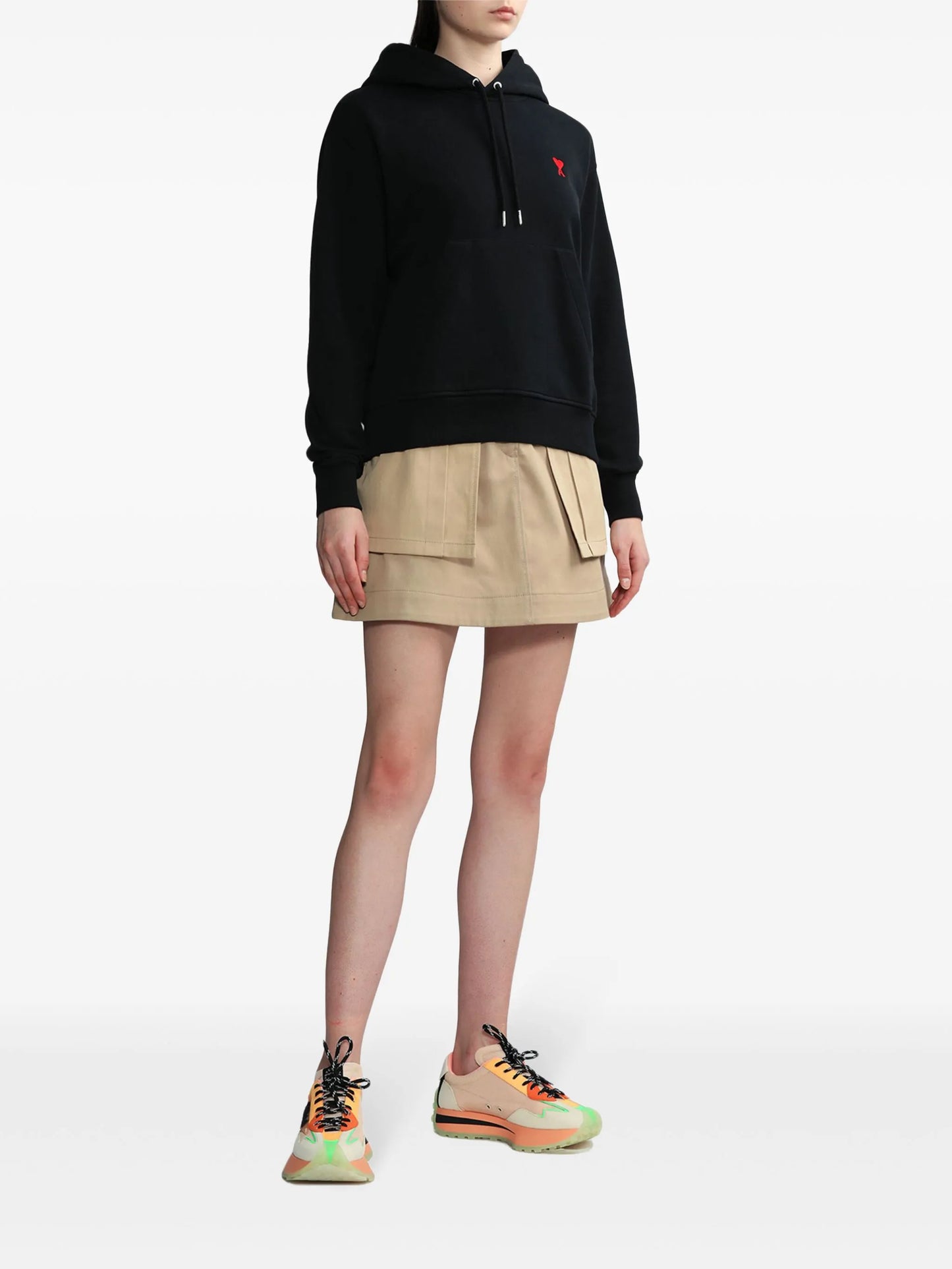 logo-embroidered drawstring hoodie