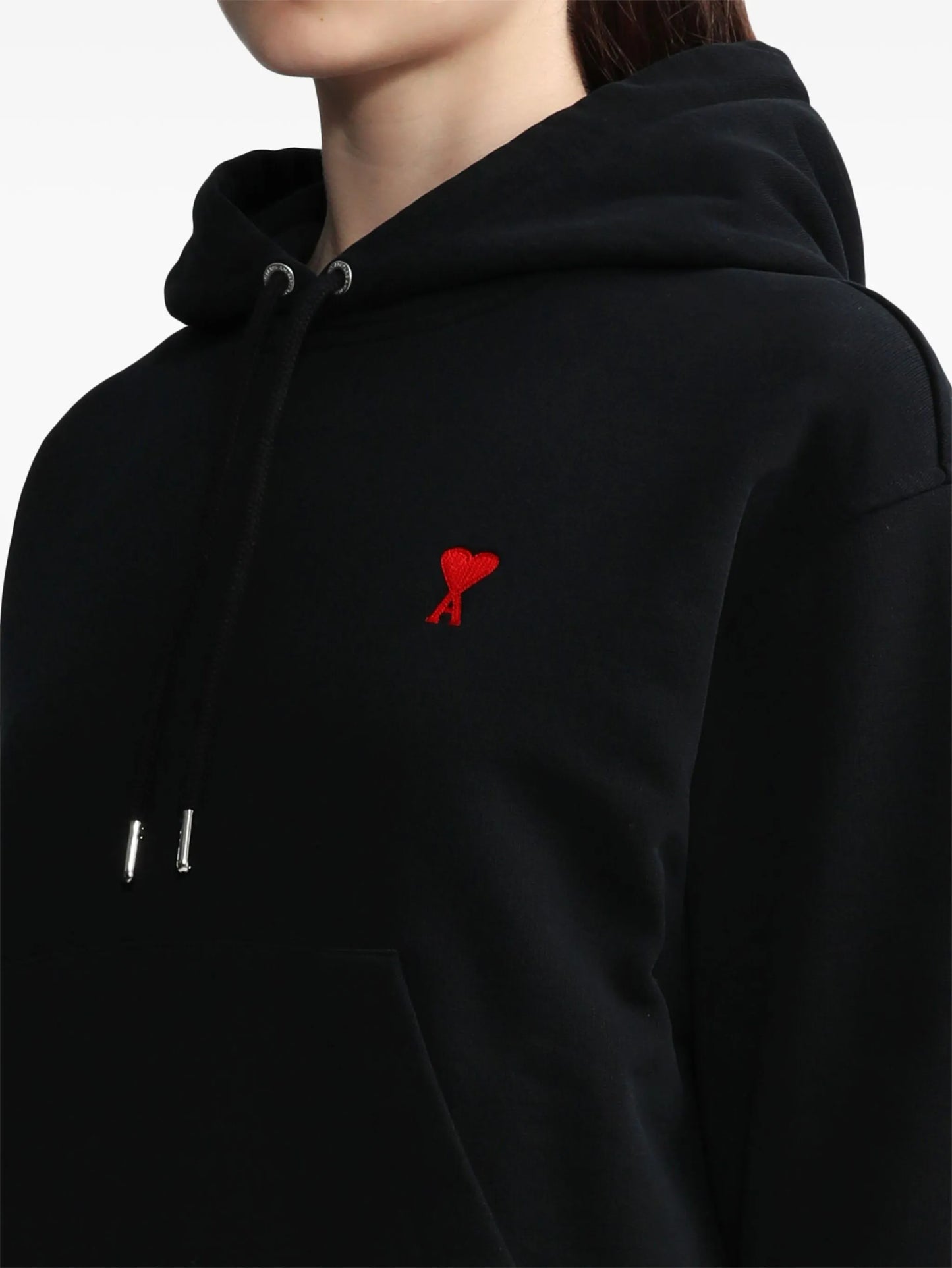 logo-embroidered drawstring hoodie