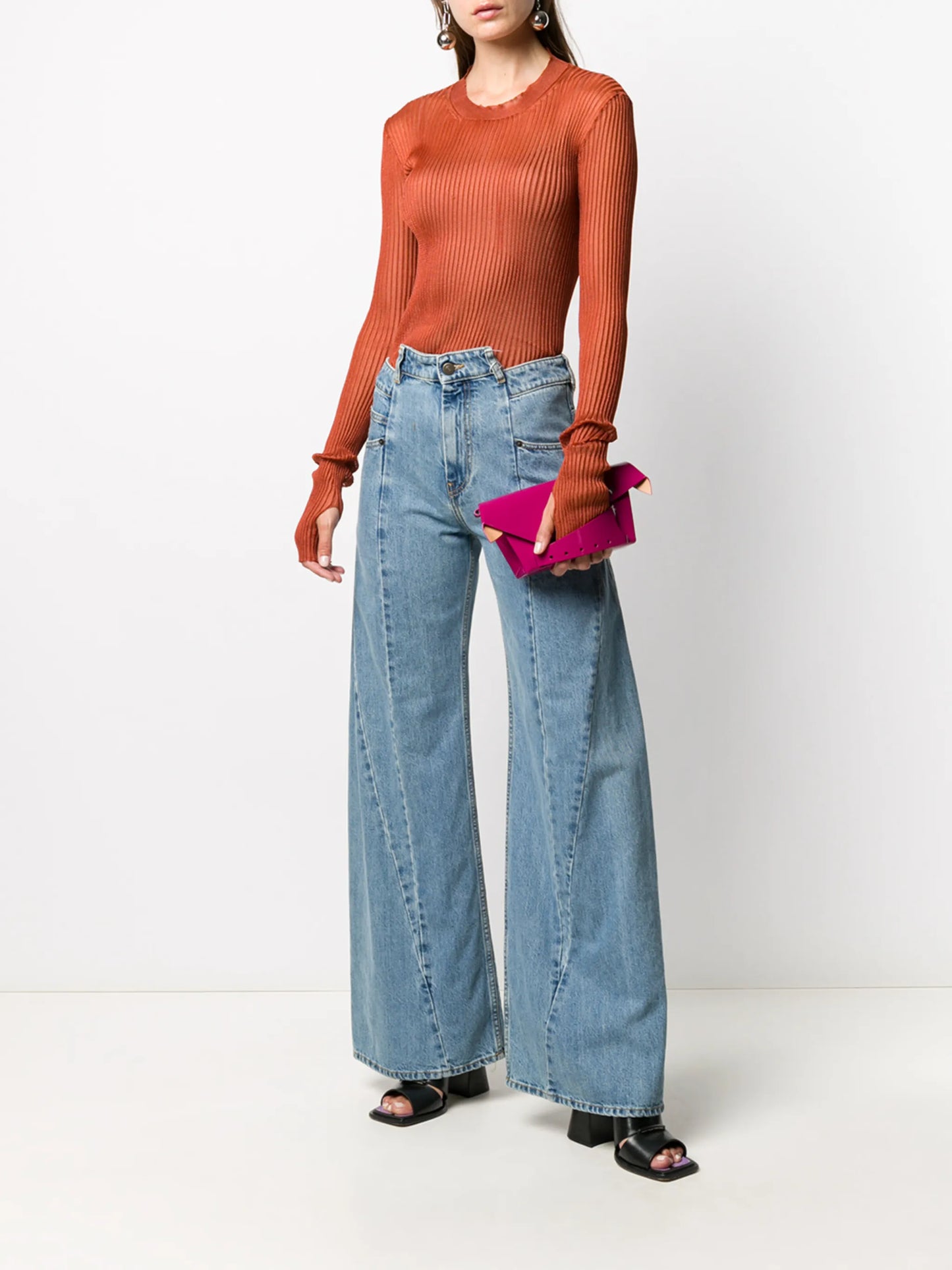 panelled wide-leg jeans