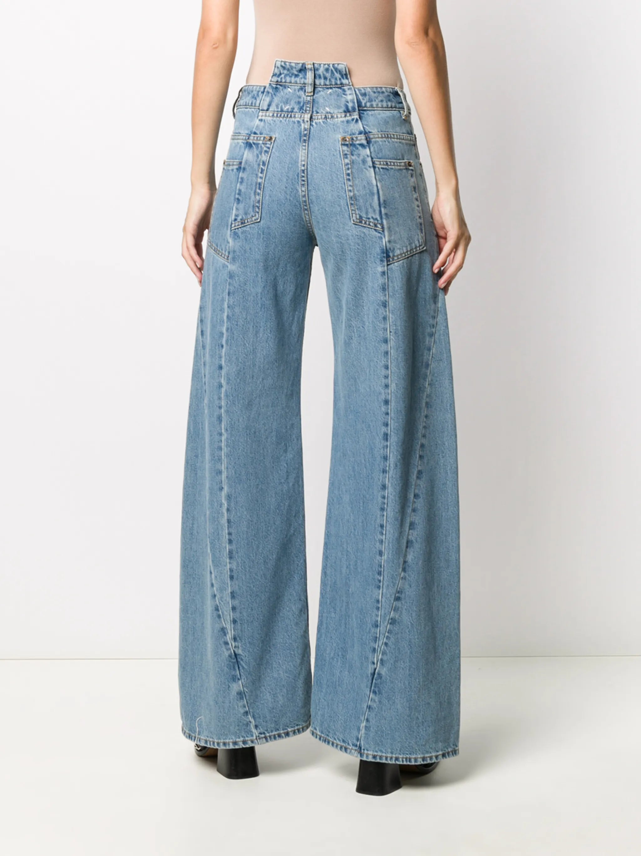 panelled wide-leg jeans