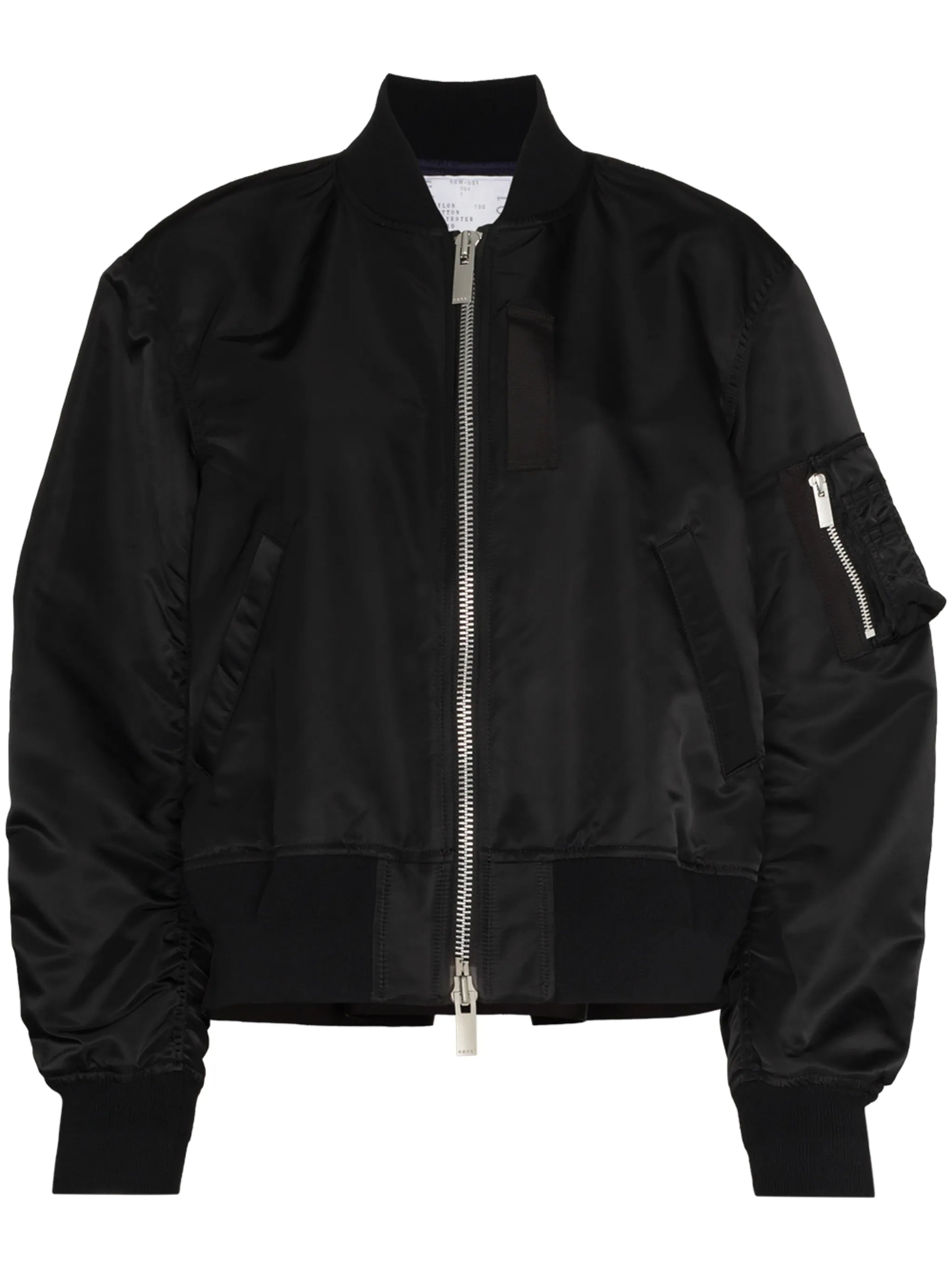 Ma-1 ruched-sleeve bomber jacket
