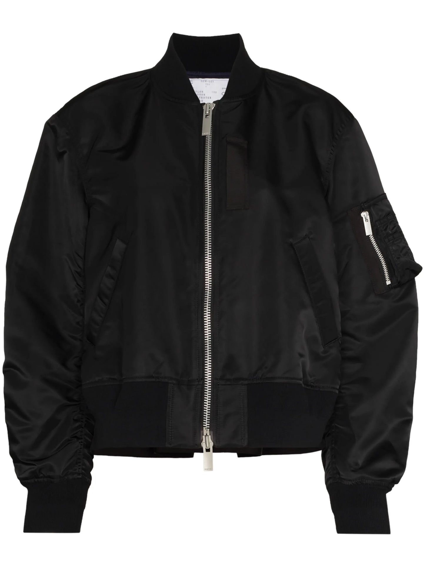 Ma-1 ruched-sleeve bomber jacket
