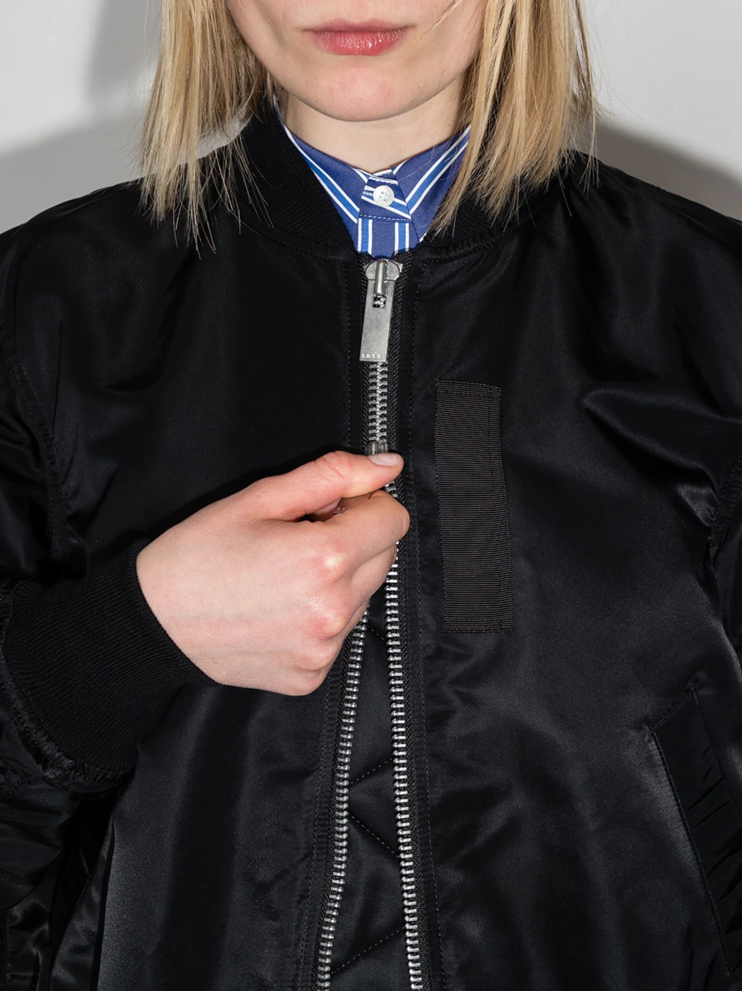 Ma-1 ruched-sleeve bomber jacket