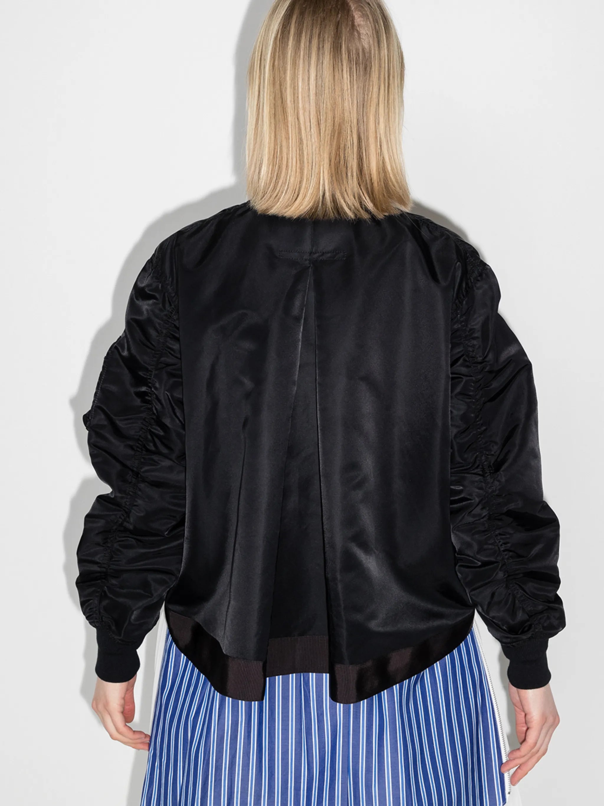 Ma-1 ruched-sleeve bomber jacket