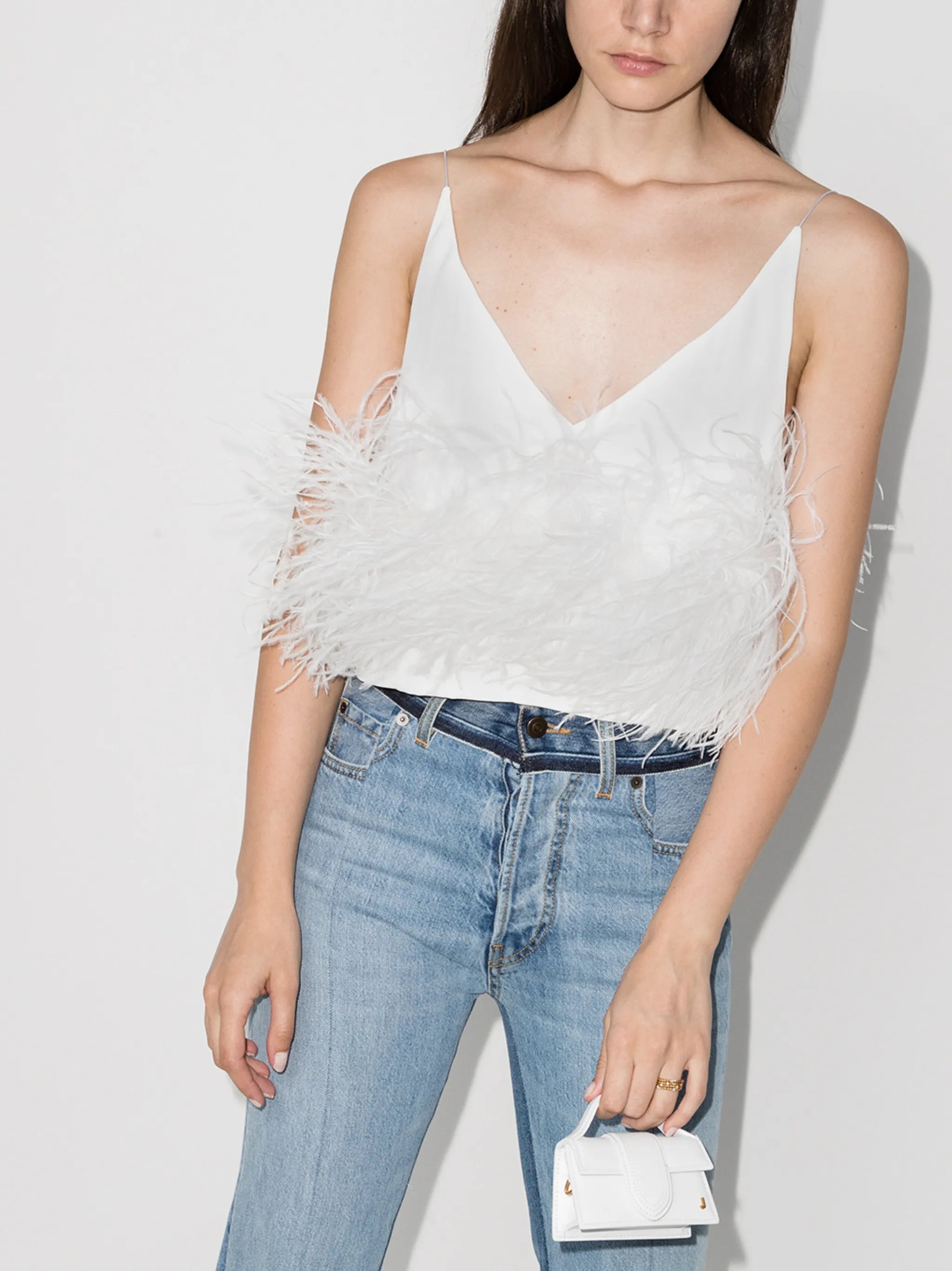 Poppy feather-trim top