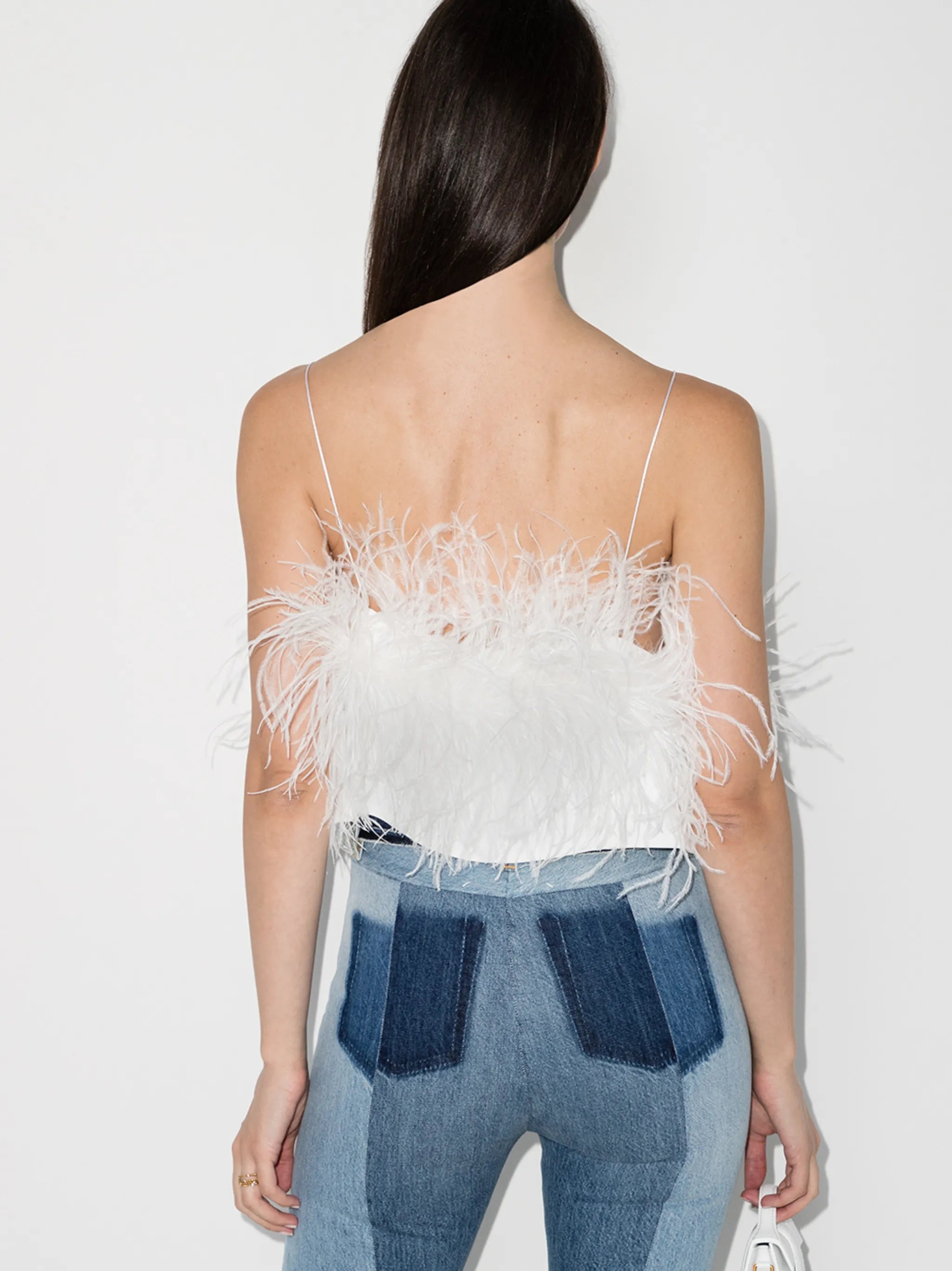 Poppy feather-trim top