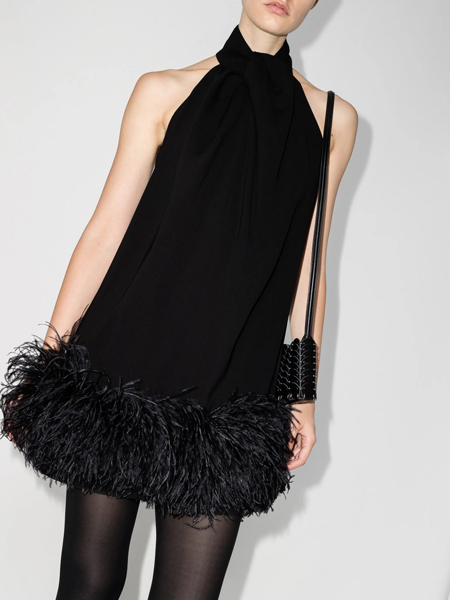 Cynthia feather-trim mini dress