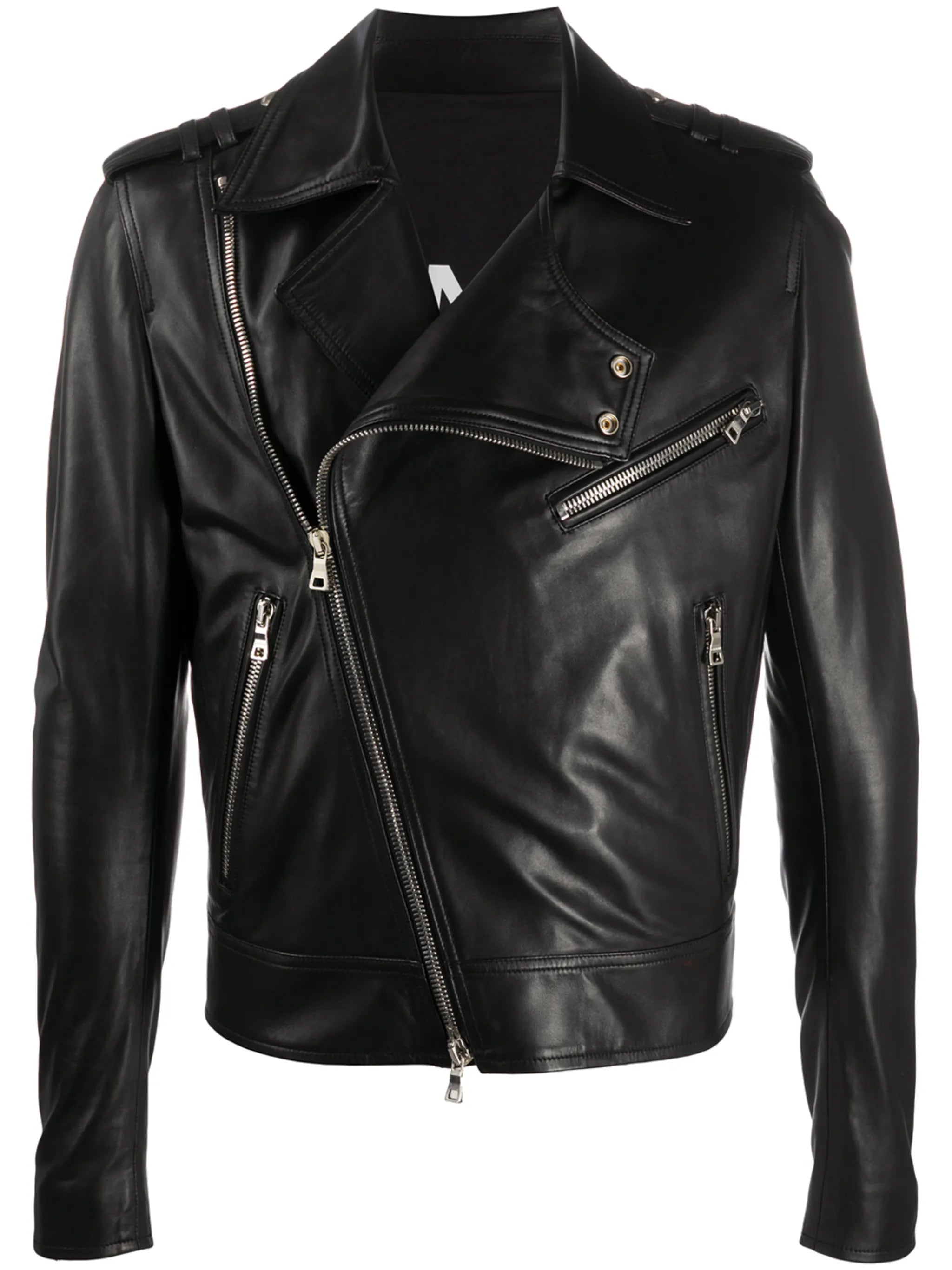 silver zip-detail biker jacket