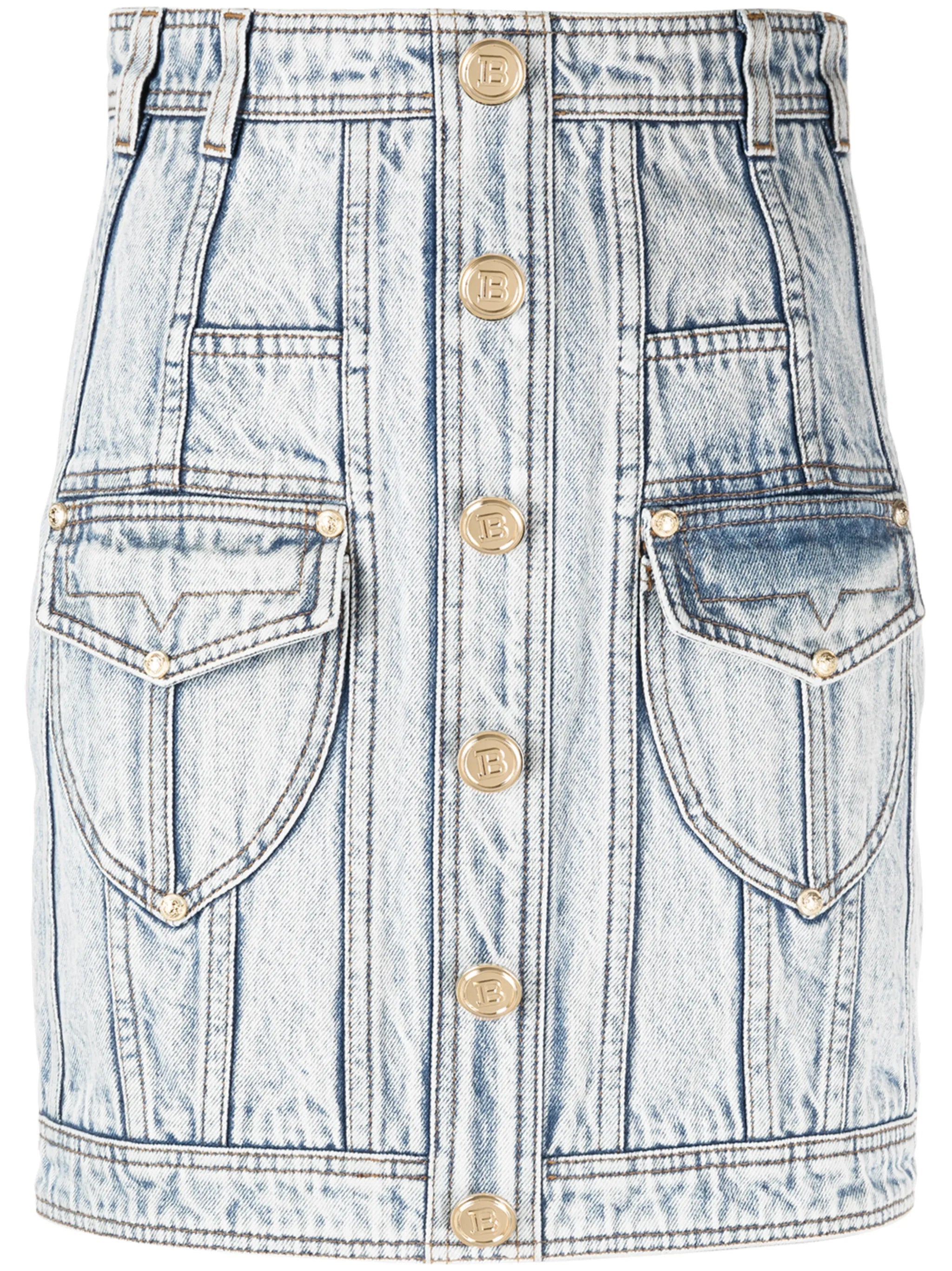 high-waisted denim skirt