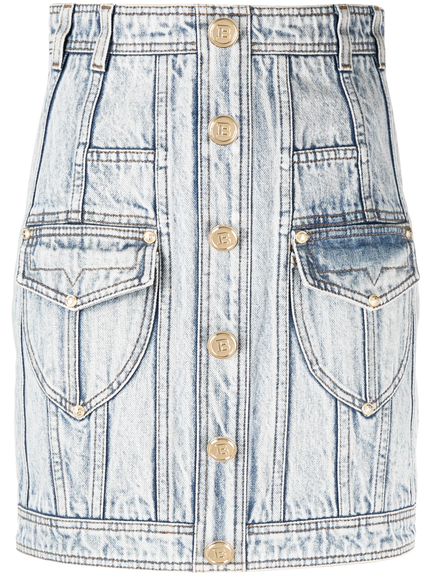 high-waisted denim skirt