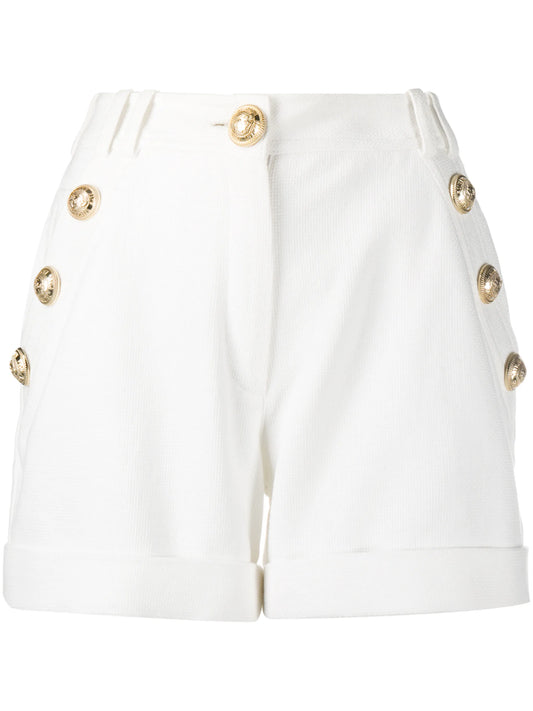button-detail turn-up shorts