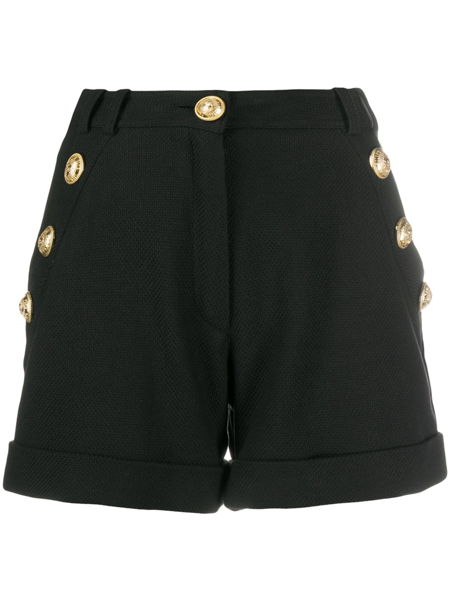 high-waisted logo-button shorts