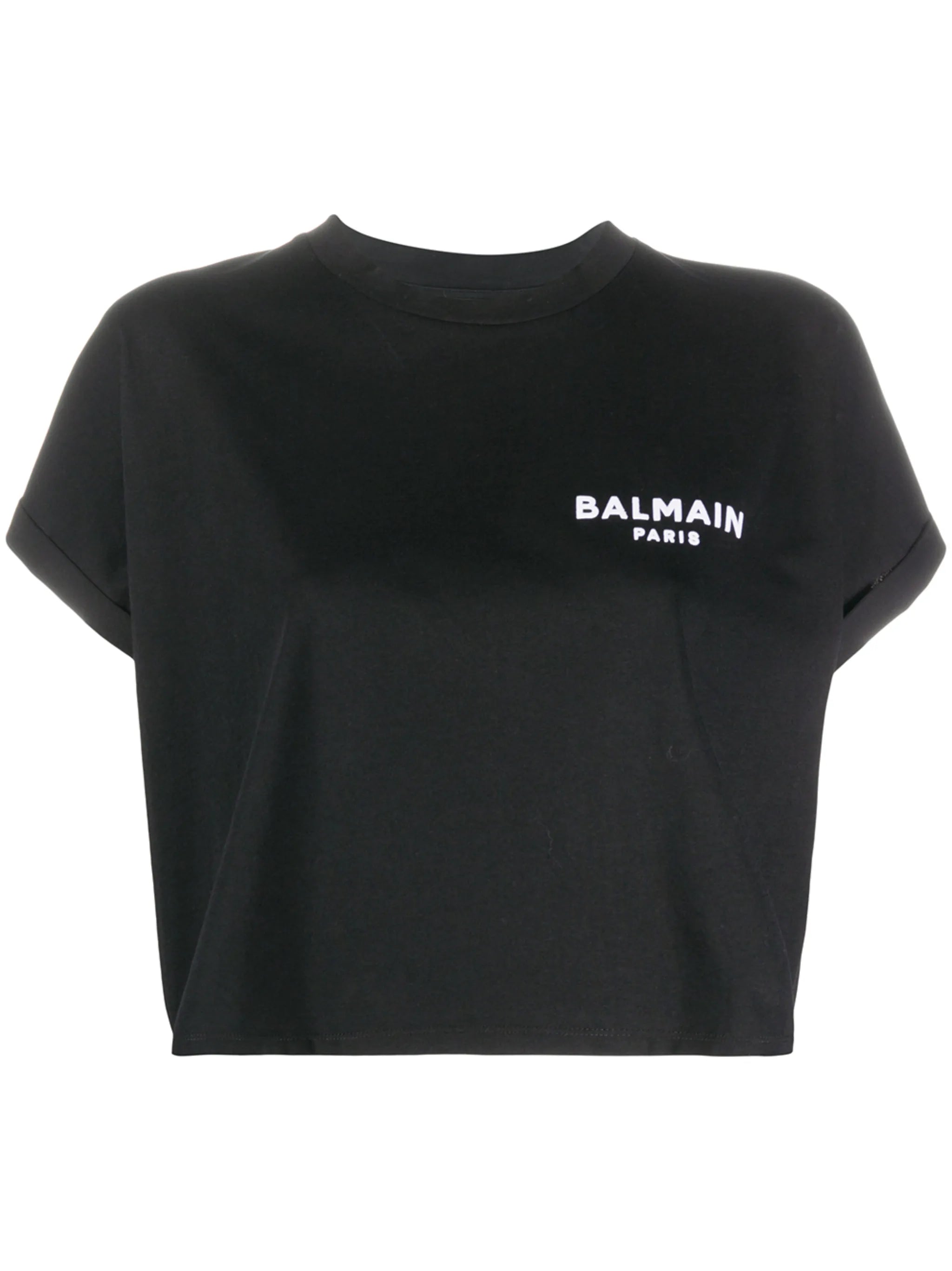 logo-embroidered cropped T-shirt