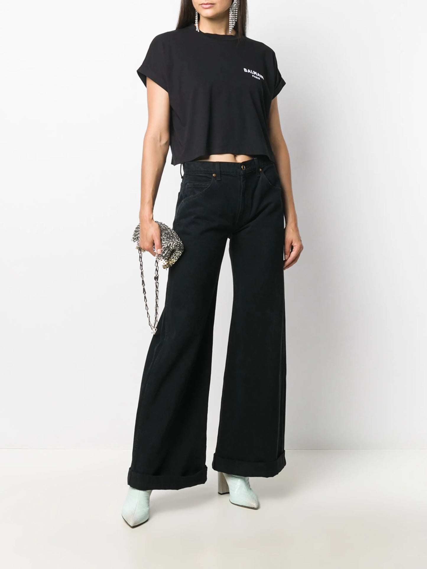 logo-embroidered cropped T-shirt
