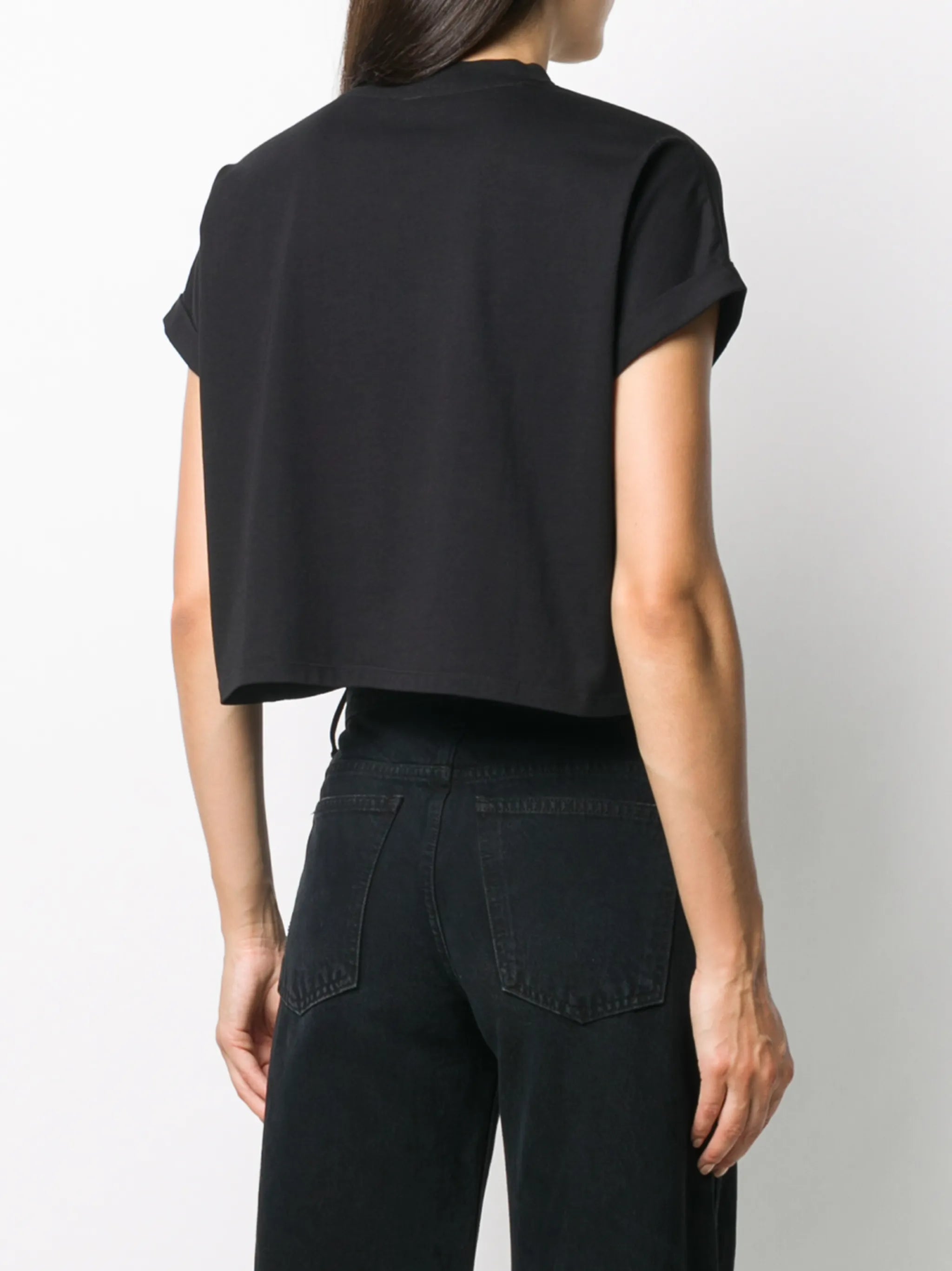 logo-embroidered cropped T-shirt