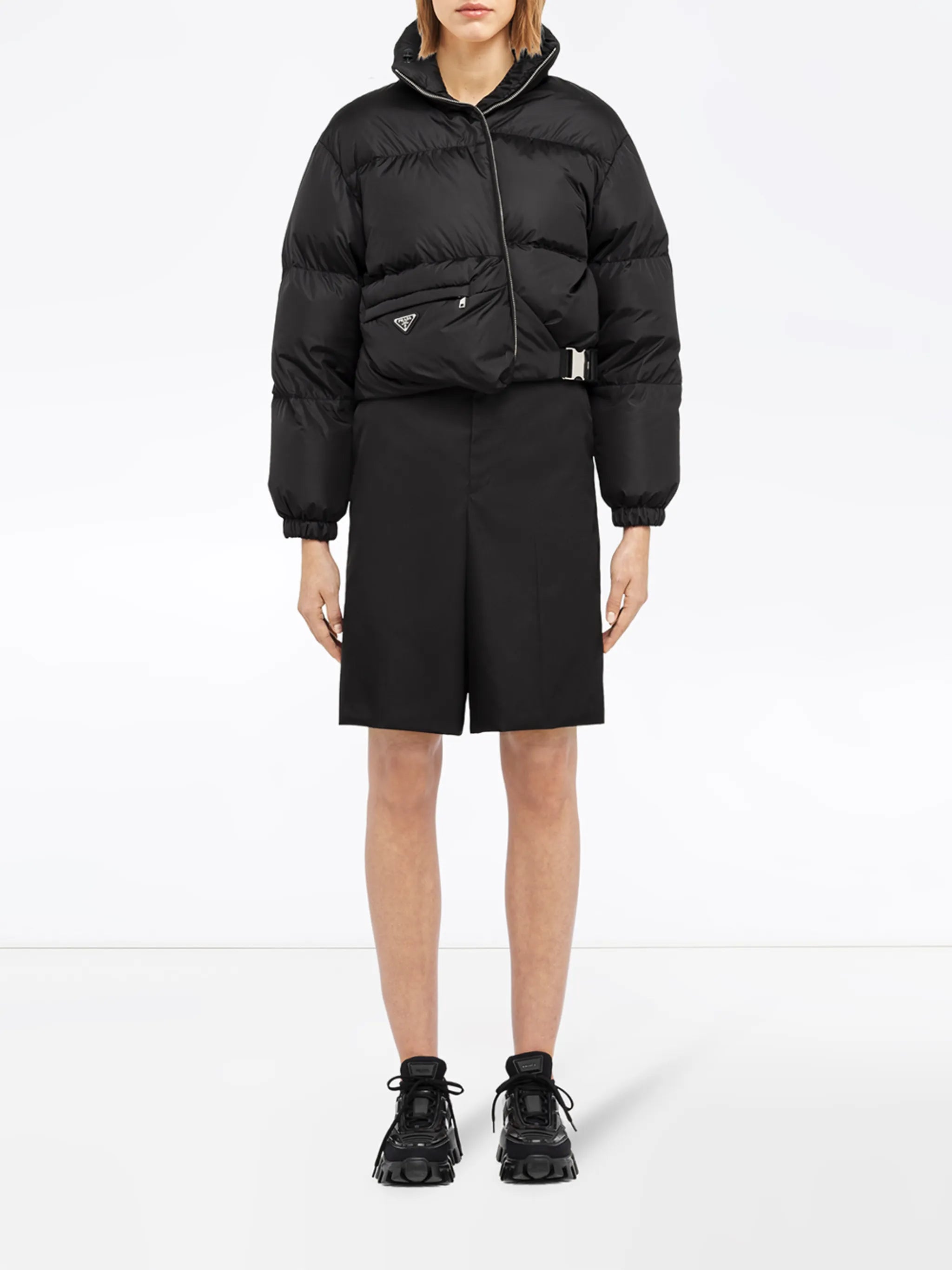 Re-Nylon off-centre padded jacket