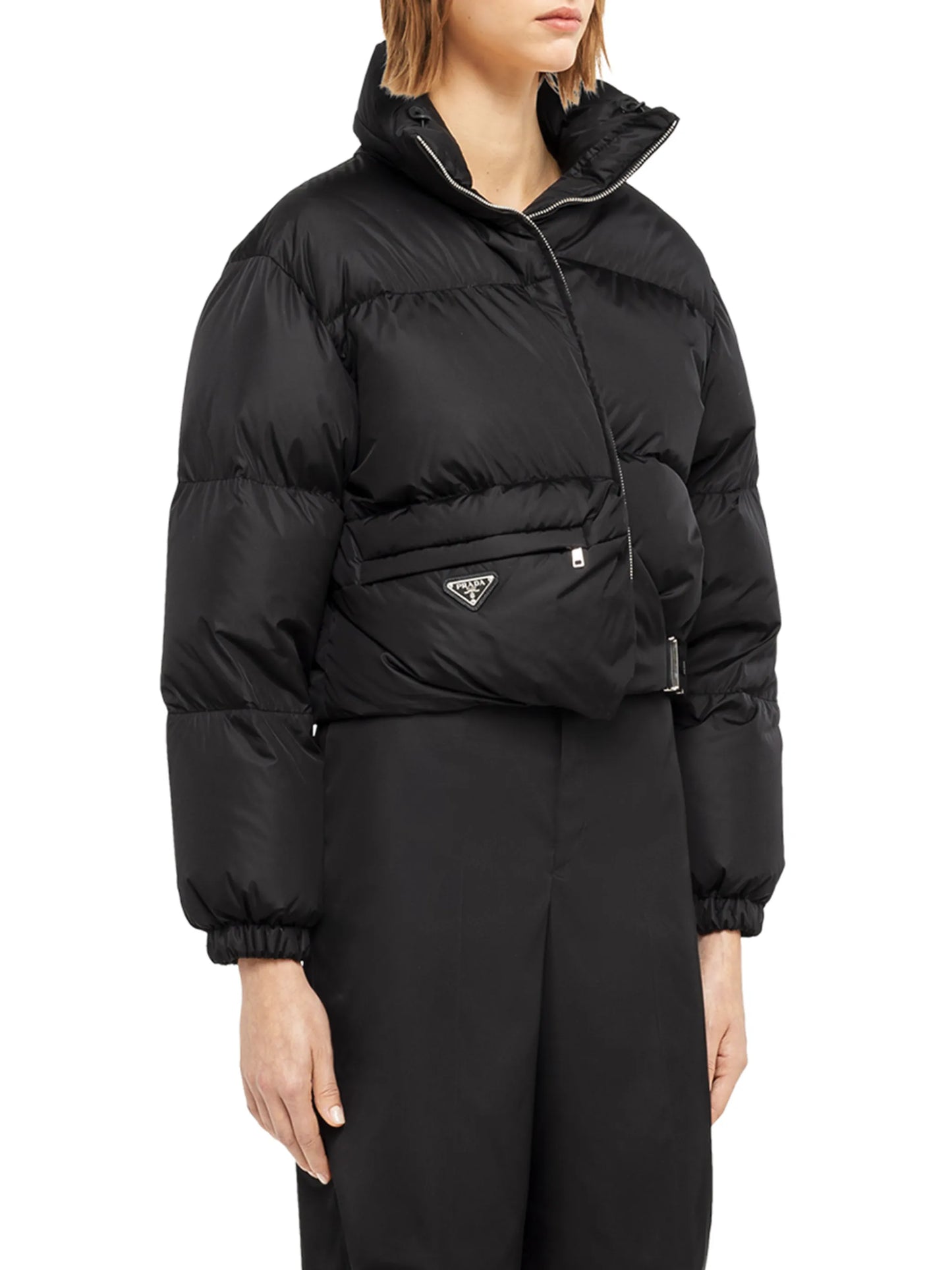Re-Nylon off-centre padded jacket
