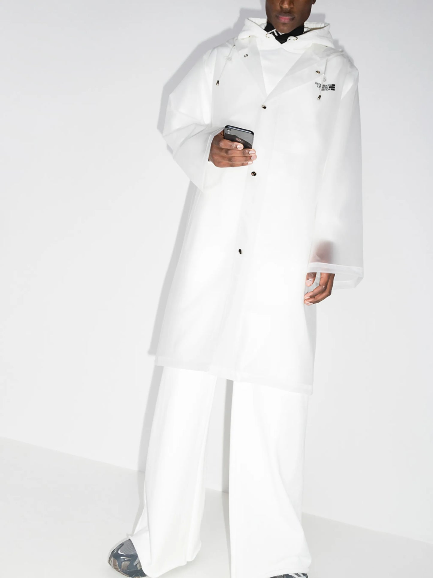 logo print hooded raincoat