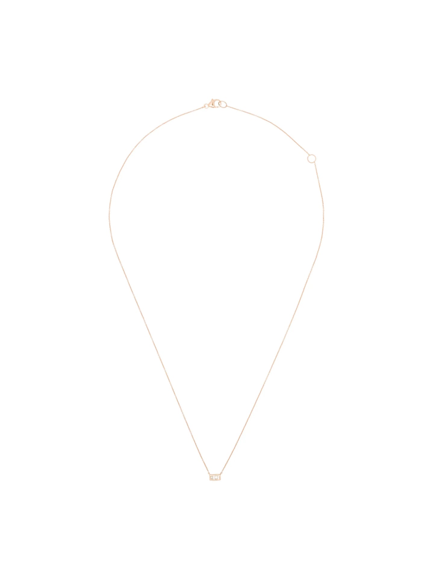 14kt rose gold baguette-cut diamond necklace