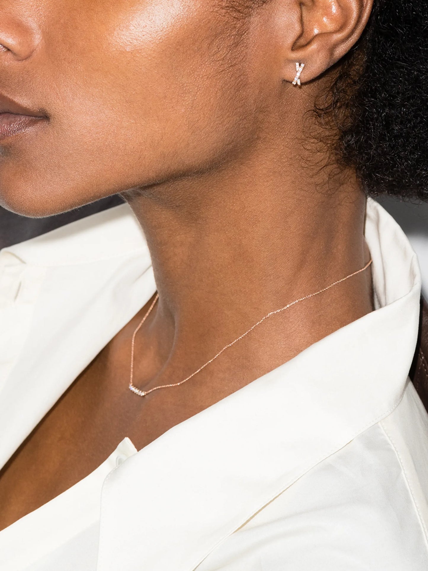 Ava Bea 14kt rose gold diamond huggie earrings