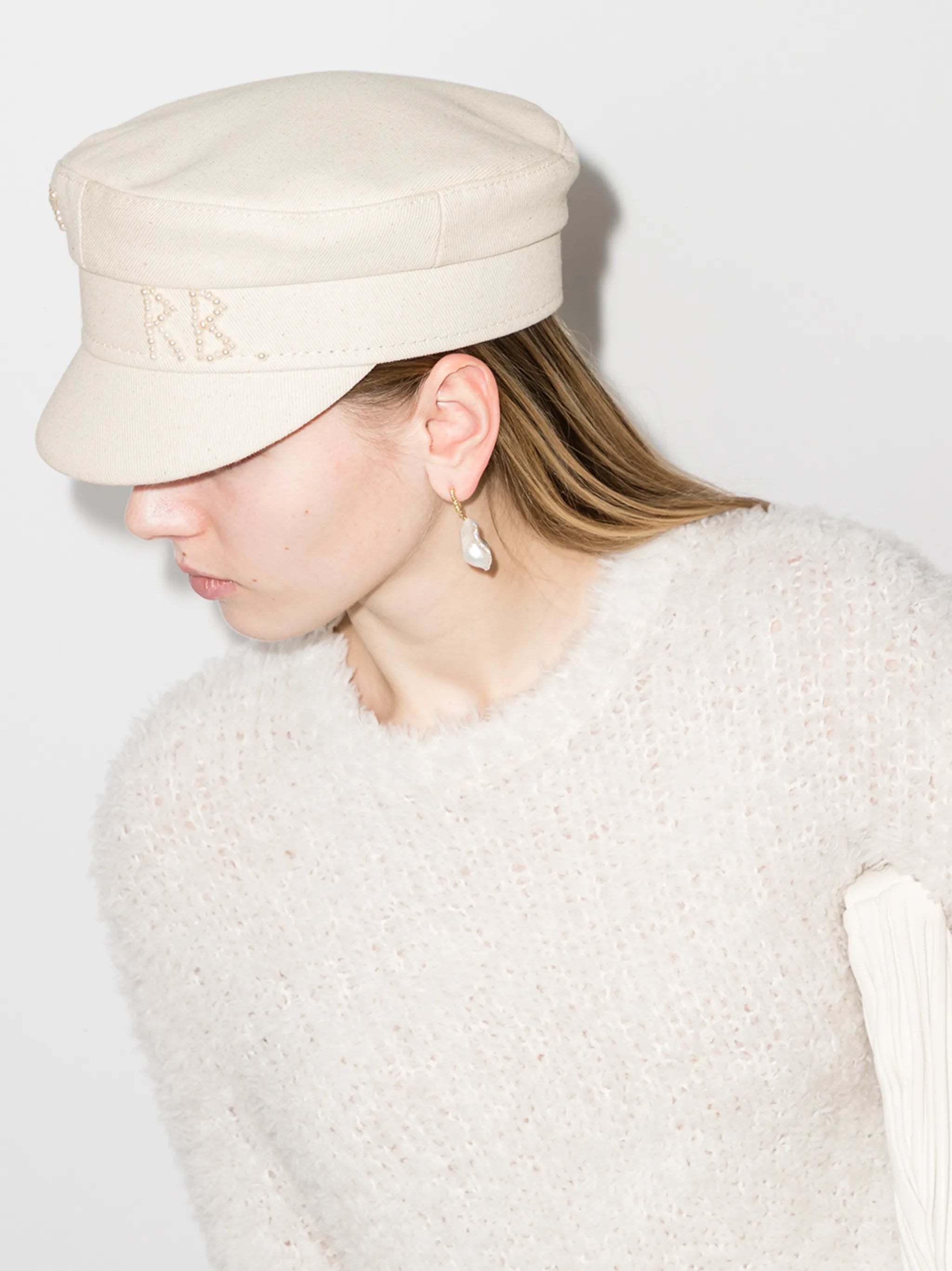 beaded detail cotton cap
