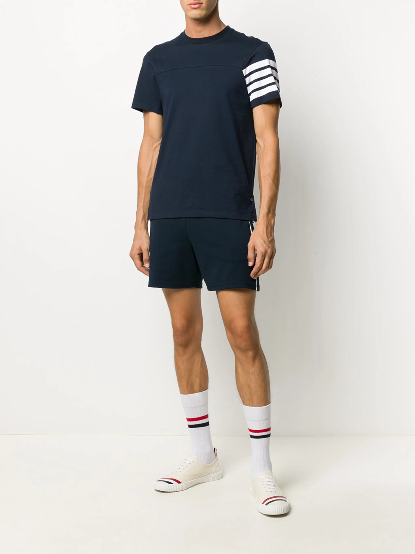 4-Bar stripe short-sleeve T-shirt