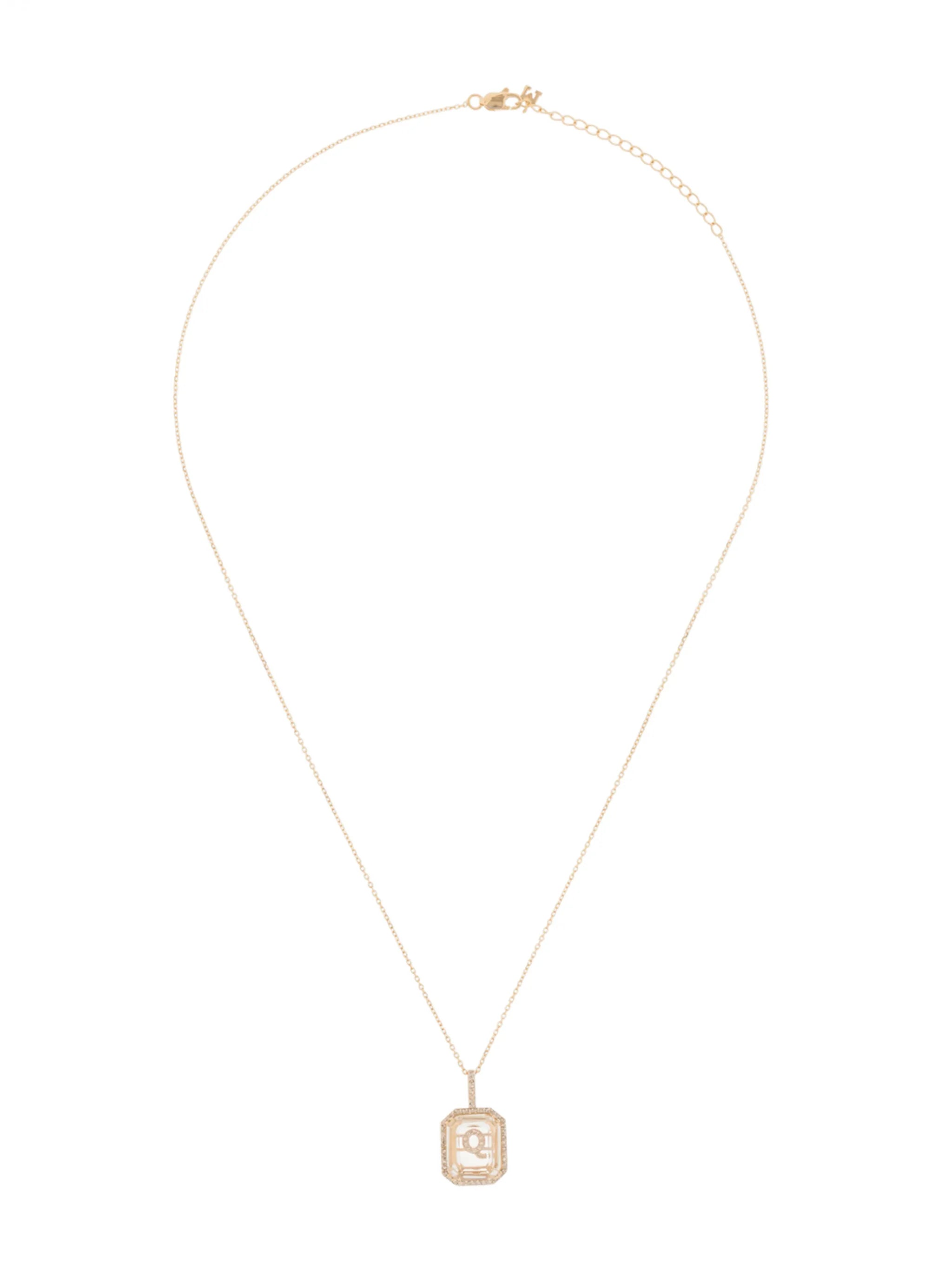 14K yellow gold Q-initial diamond necklace