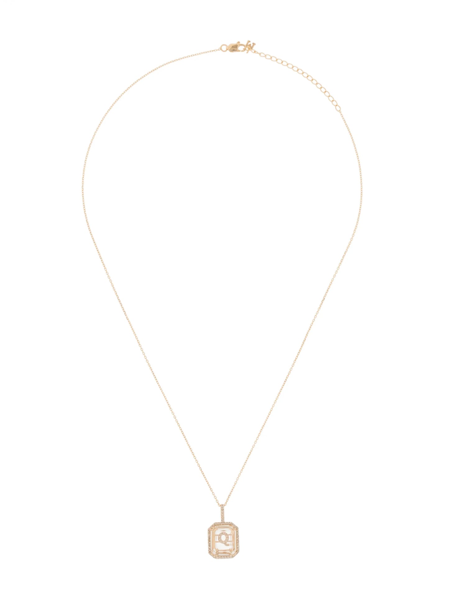 14K yellow gold Q-initial diamond necklace