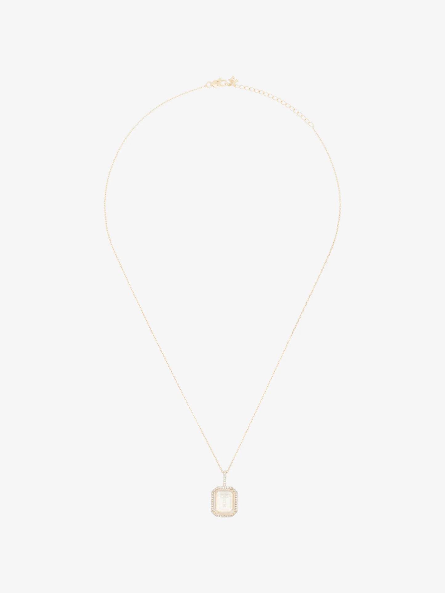 14kt yellow gold T diamond necklace
