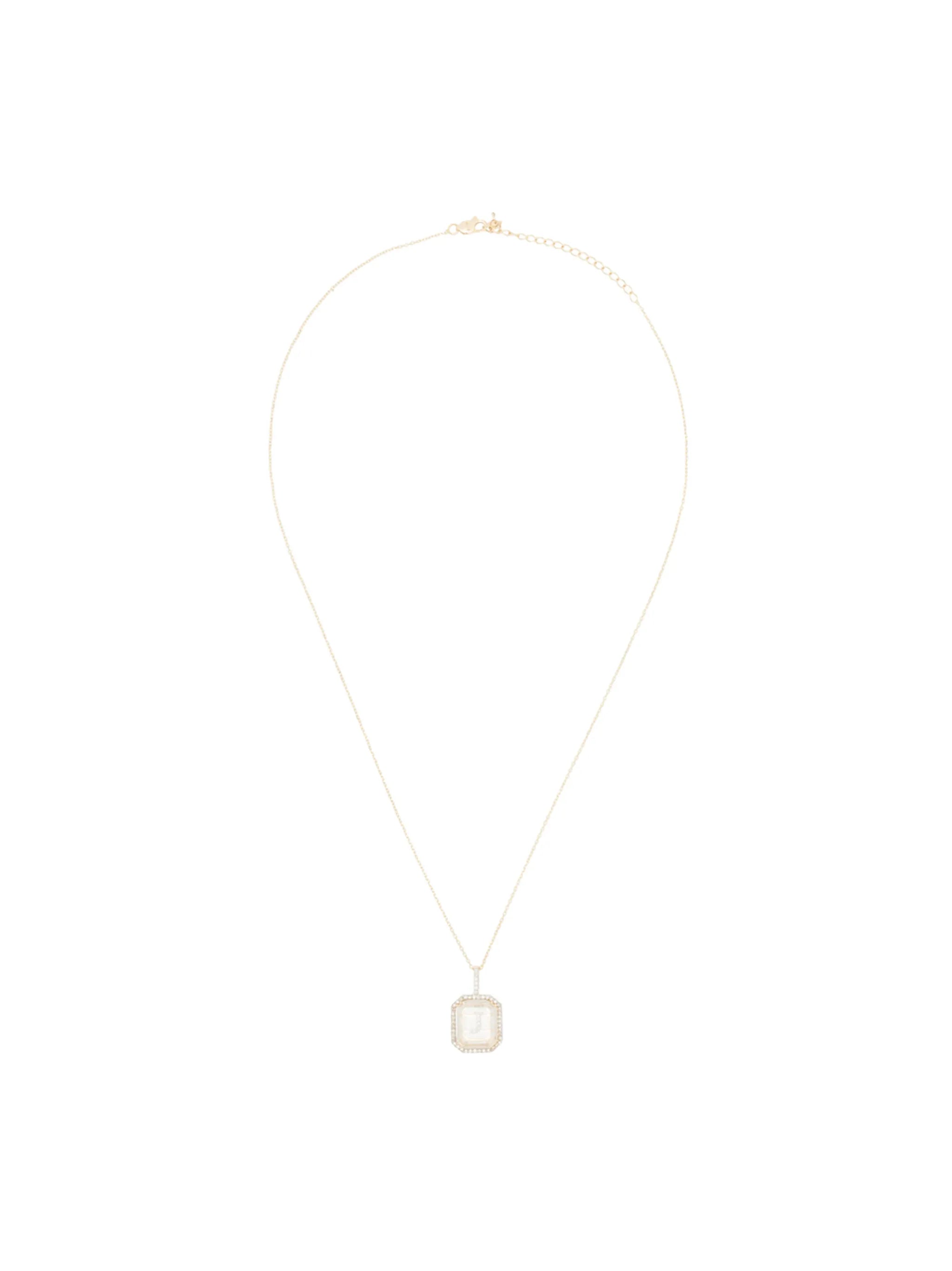 14kt yellow gold J diamond necklace