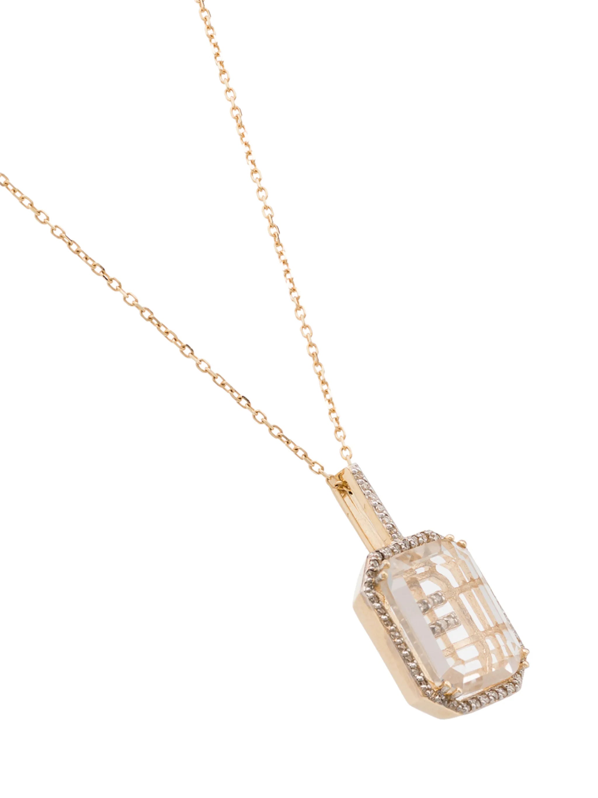 14kt yellow gold F-initial diamond necklace