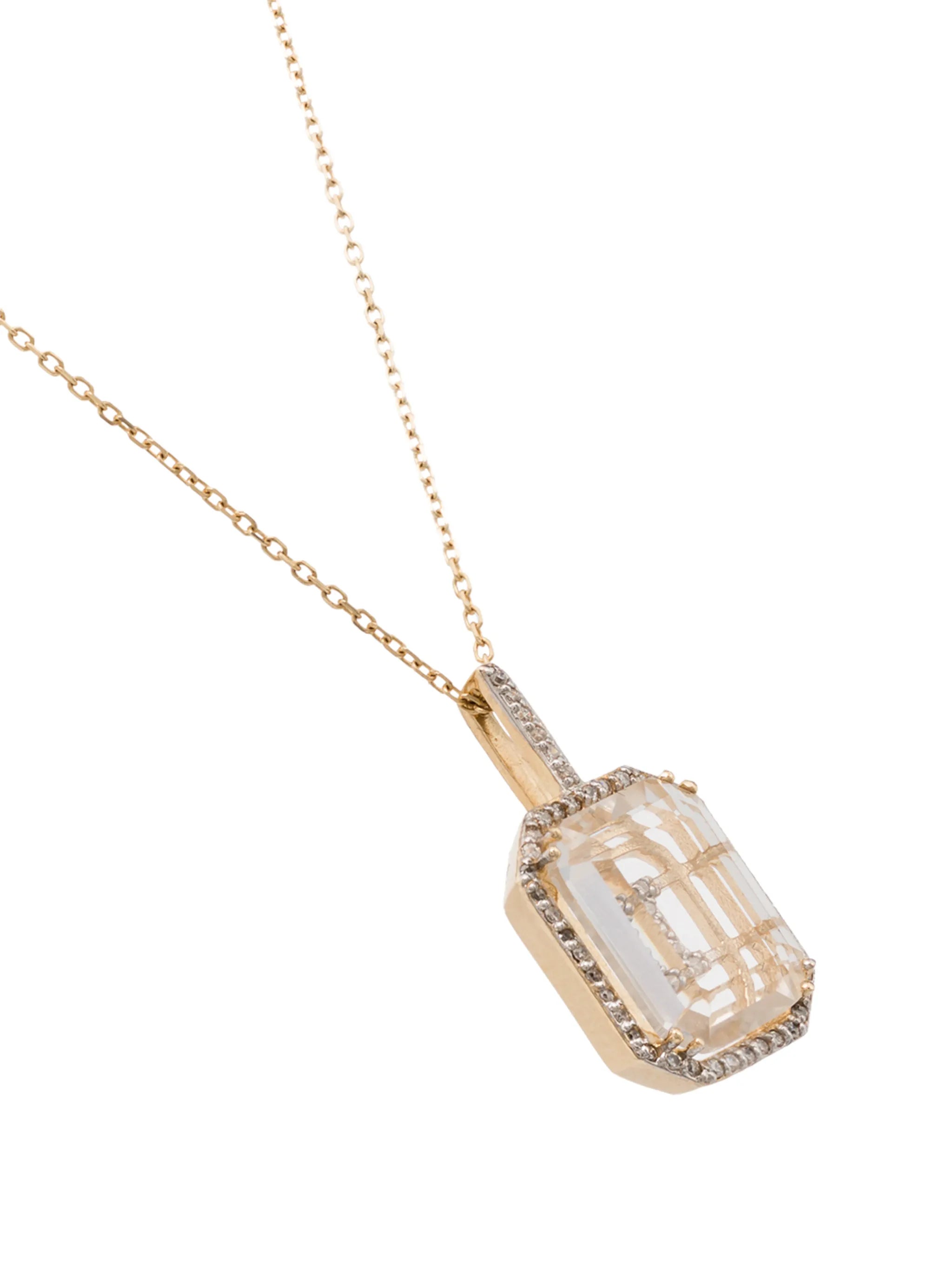 14K yellow gold I-initial diamond necklace