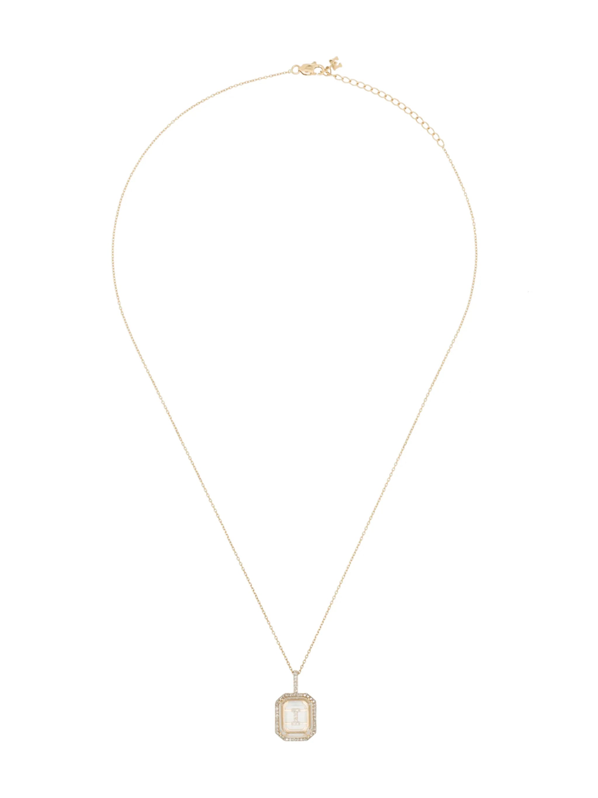 14K yellow gold I-initial diamond necklace