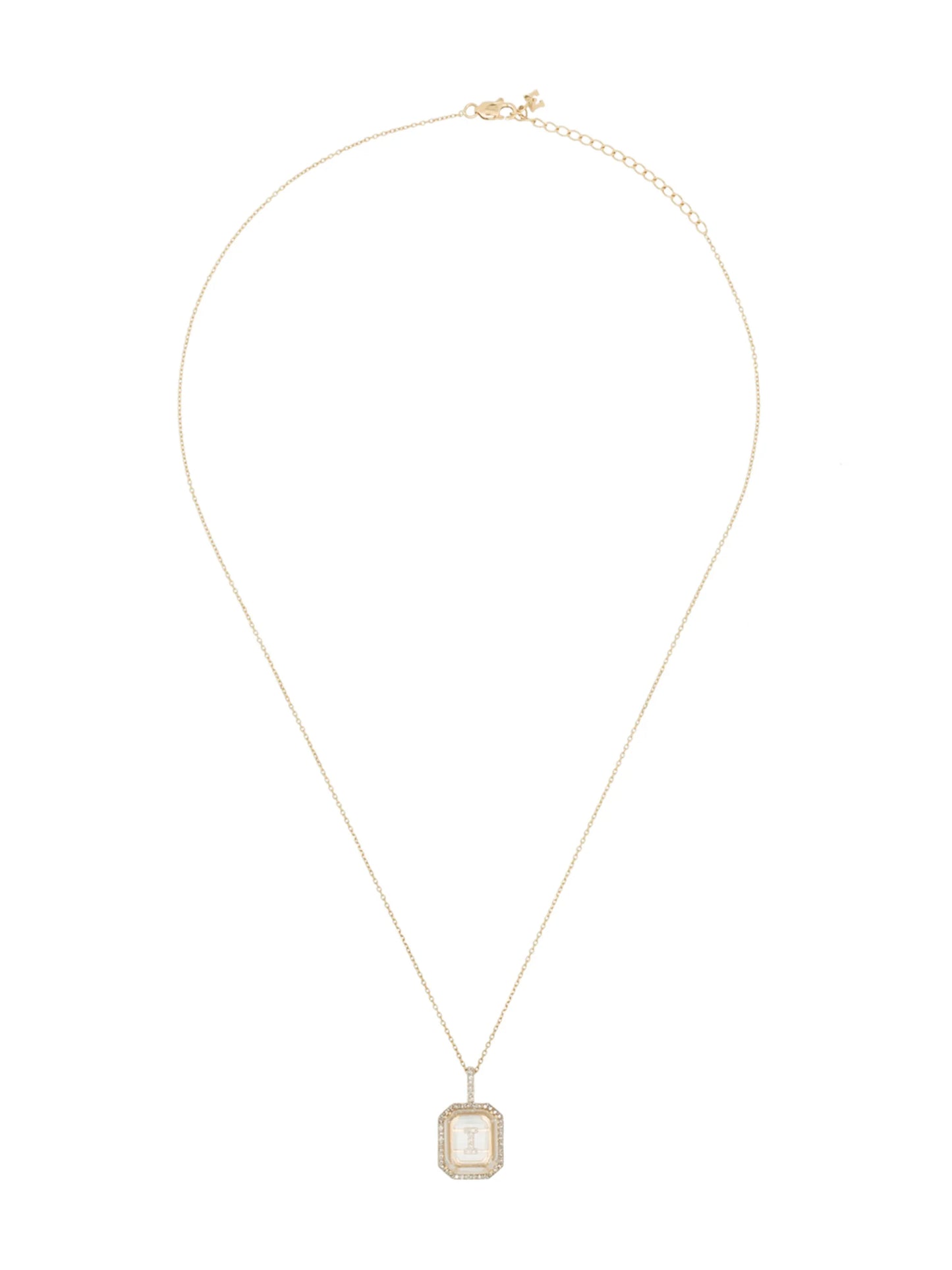 14K yellow gold I-initial diamond necklace