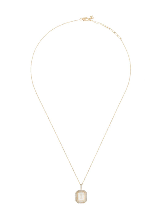 14K yellow gold I-initial diamond necklace