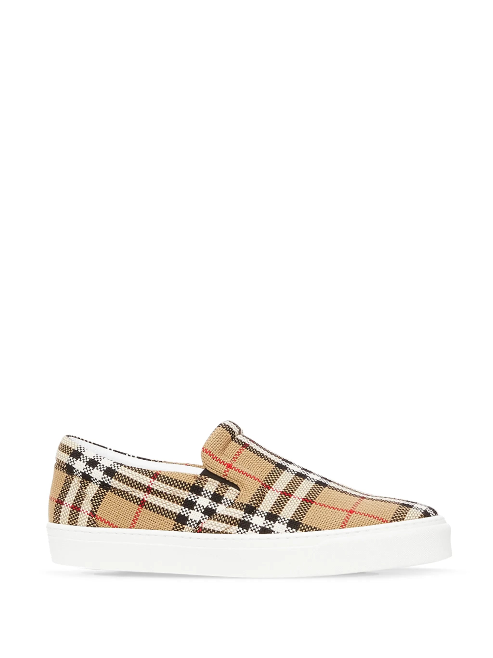 check latticed slip-on sneakers