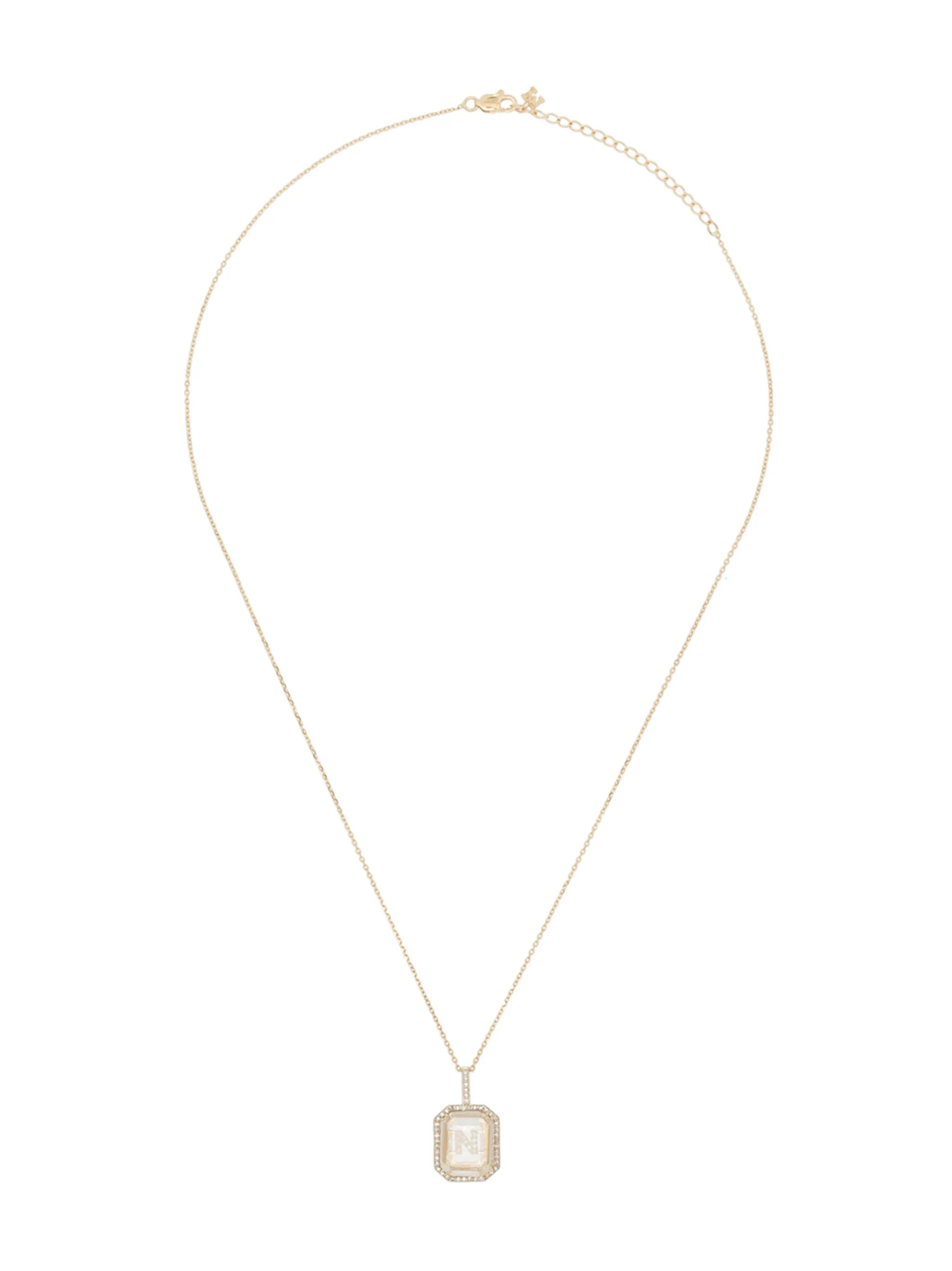 14kt yellow gold N-initial diamond necklace