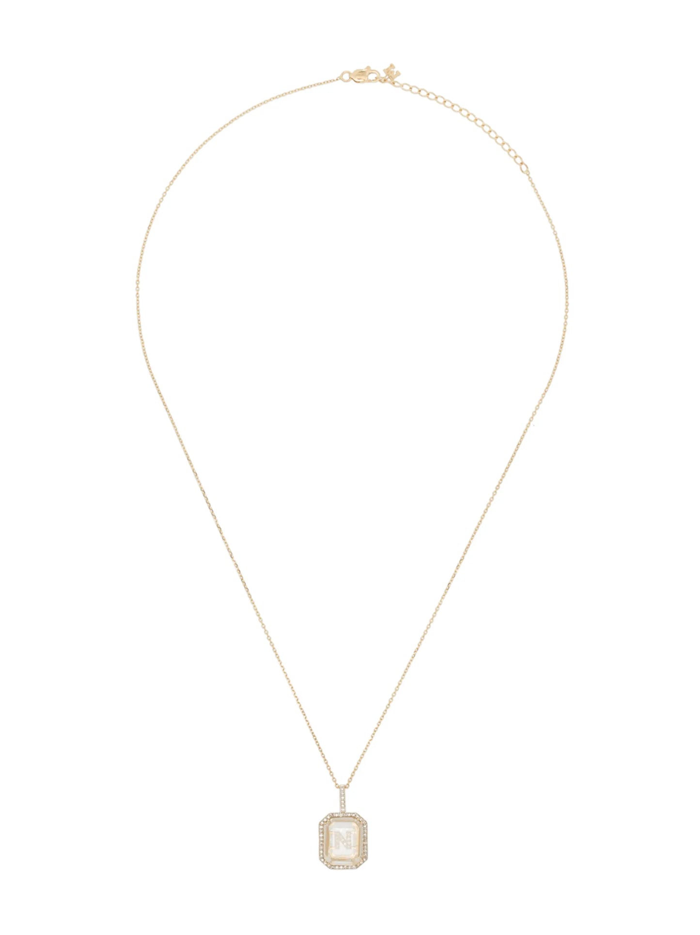 14kt yellow gold N-initial diamond necklace