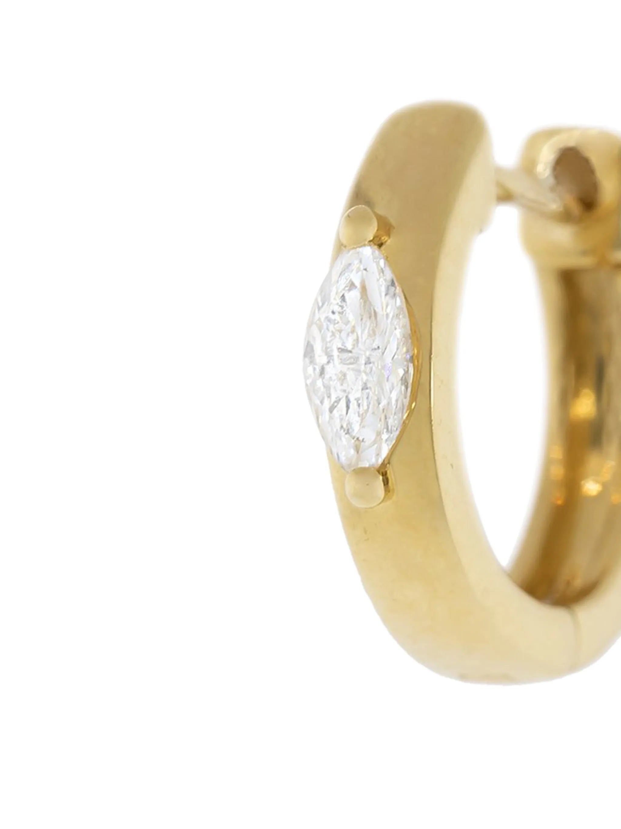18kt yellow gold marquise diamond huggies