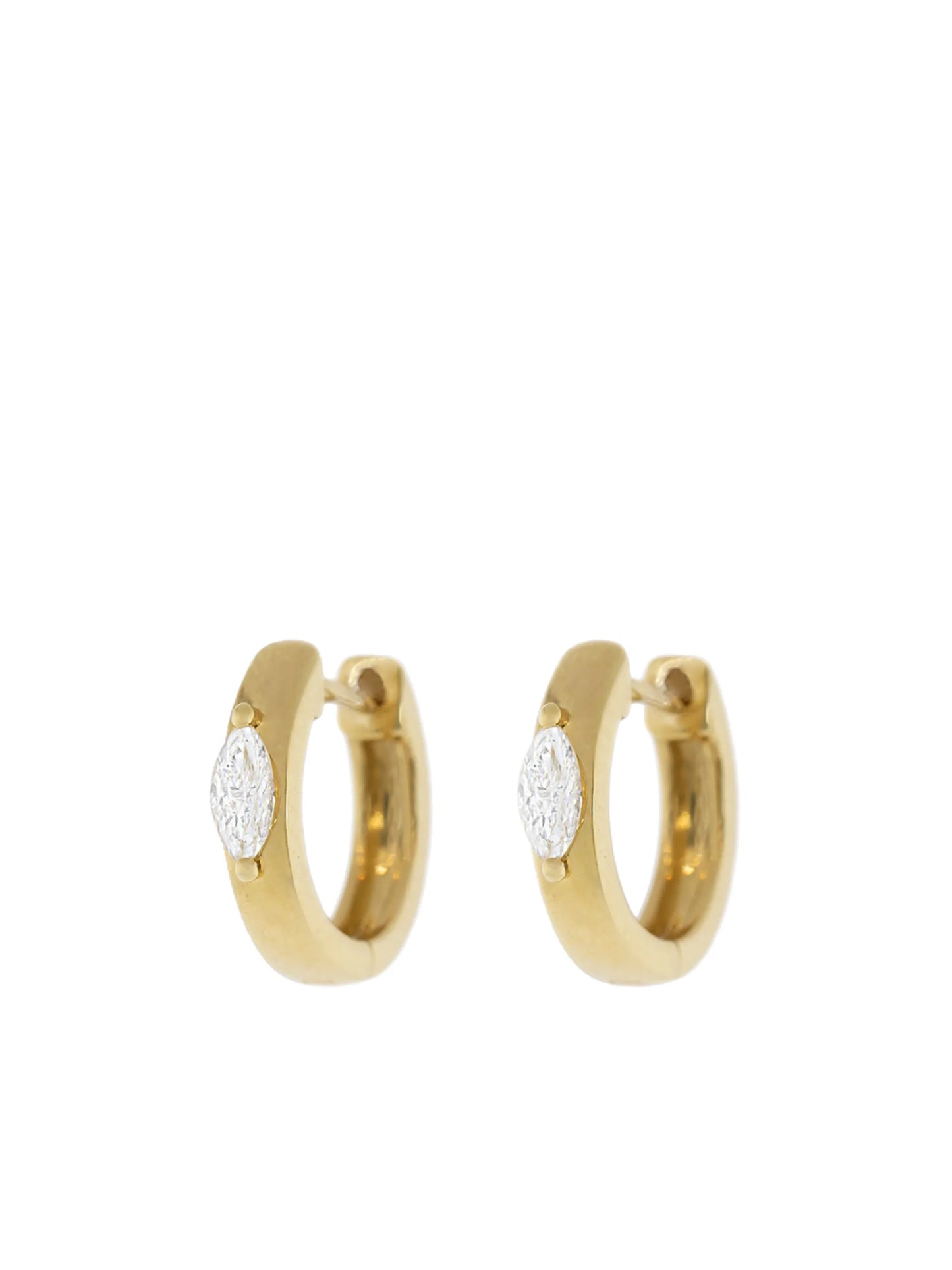 18kt yellow gold marquise diamond huggies
