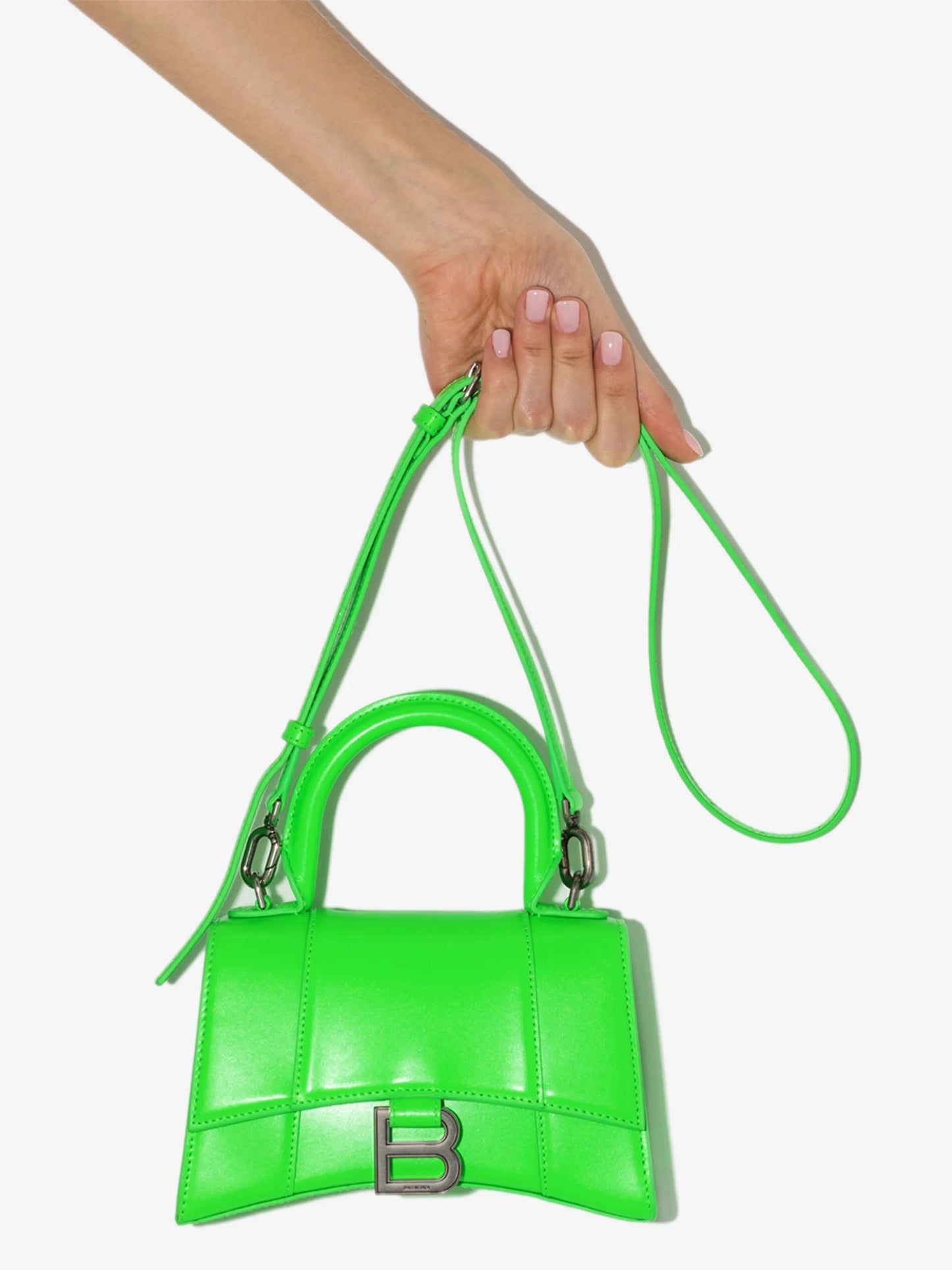 Hourglass top-handle leather mini bag
