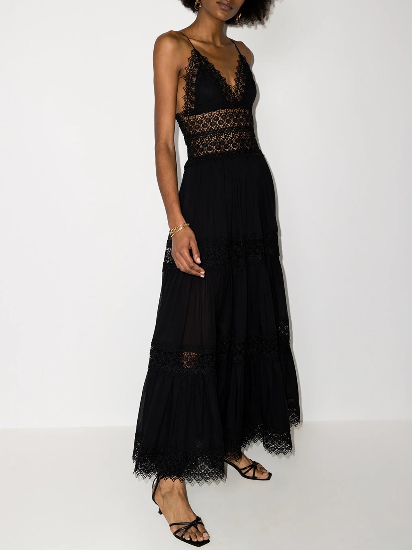 Cindy lace-trim maxi dress