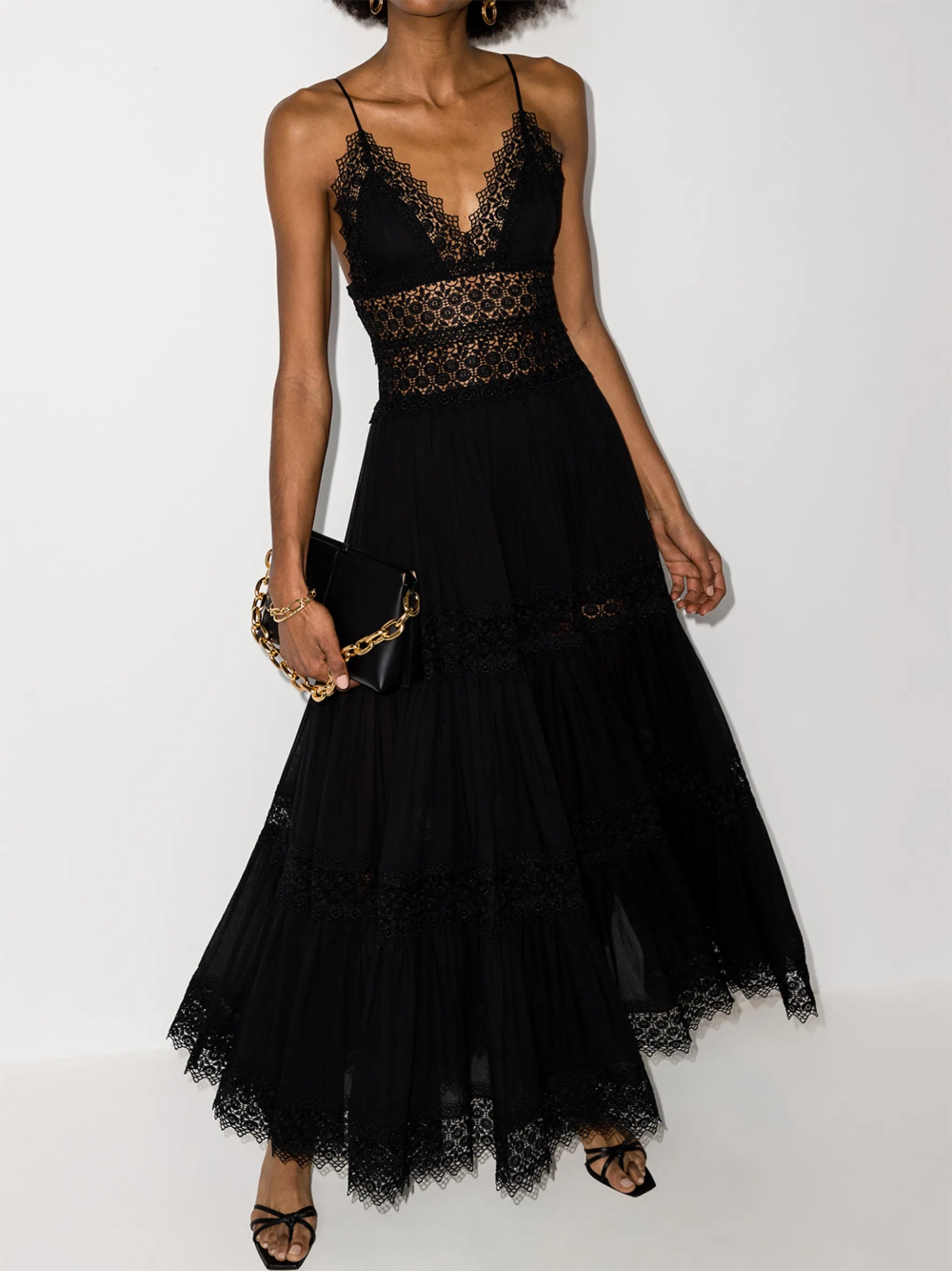 Cindy lace-trim maxi dress