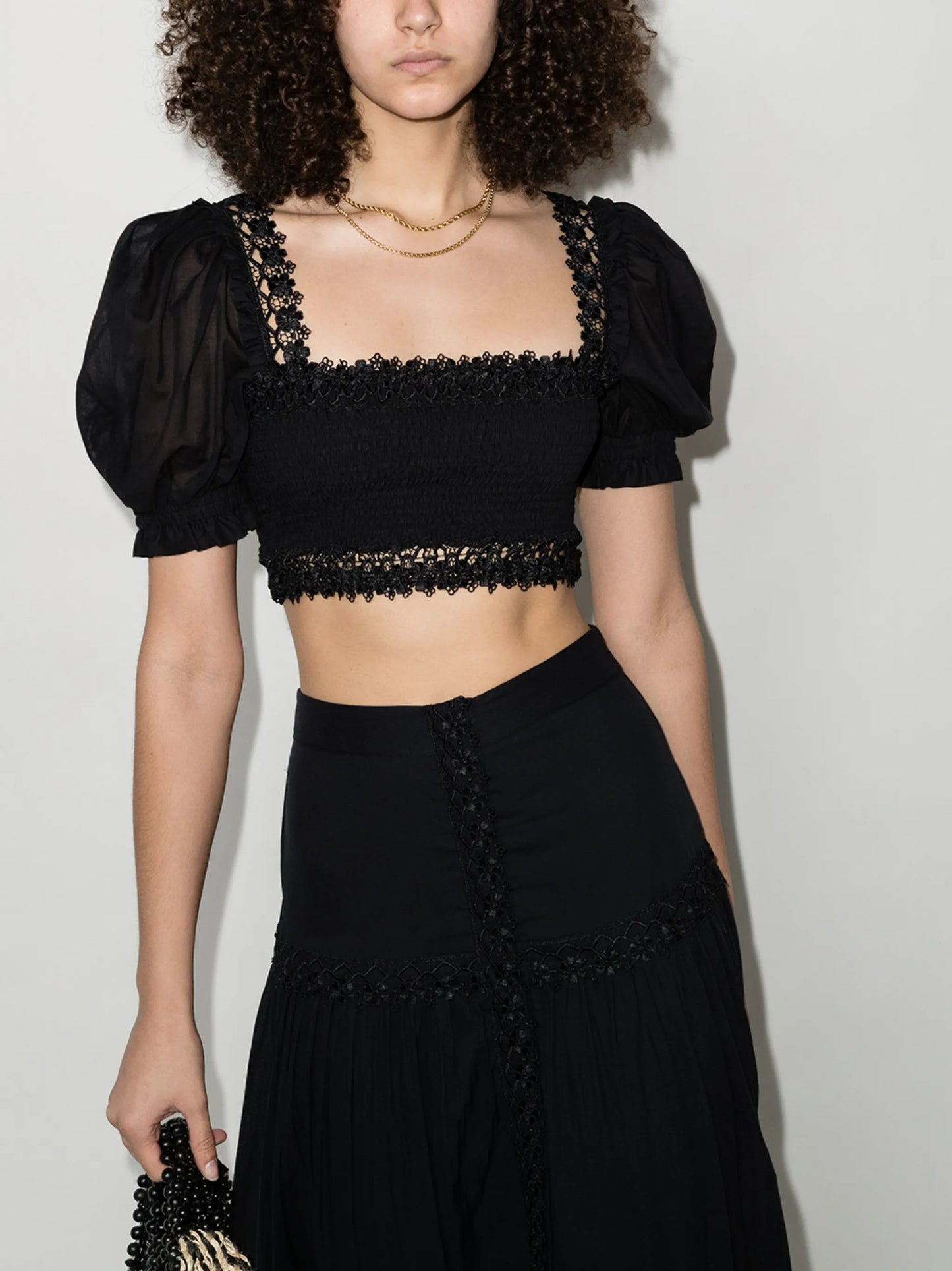 Judy shirred-effect crop top