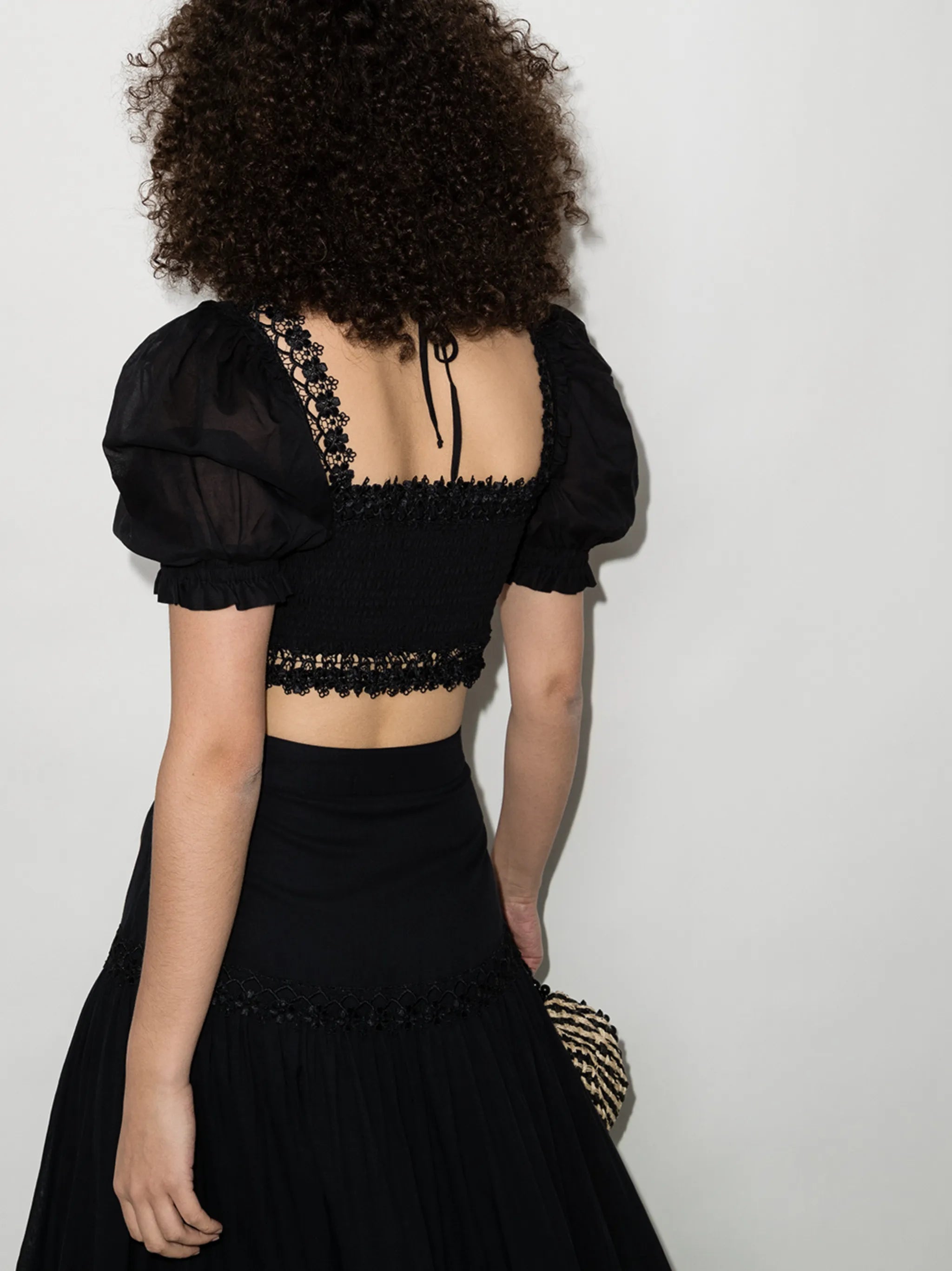 Judy shirred-effect crop top