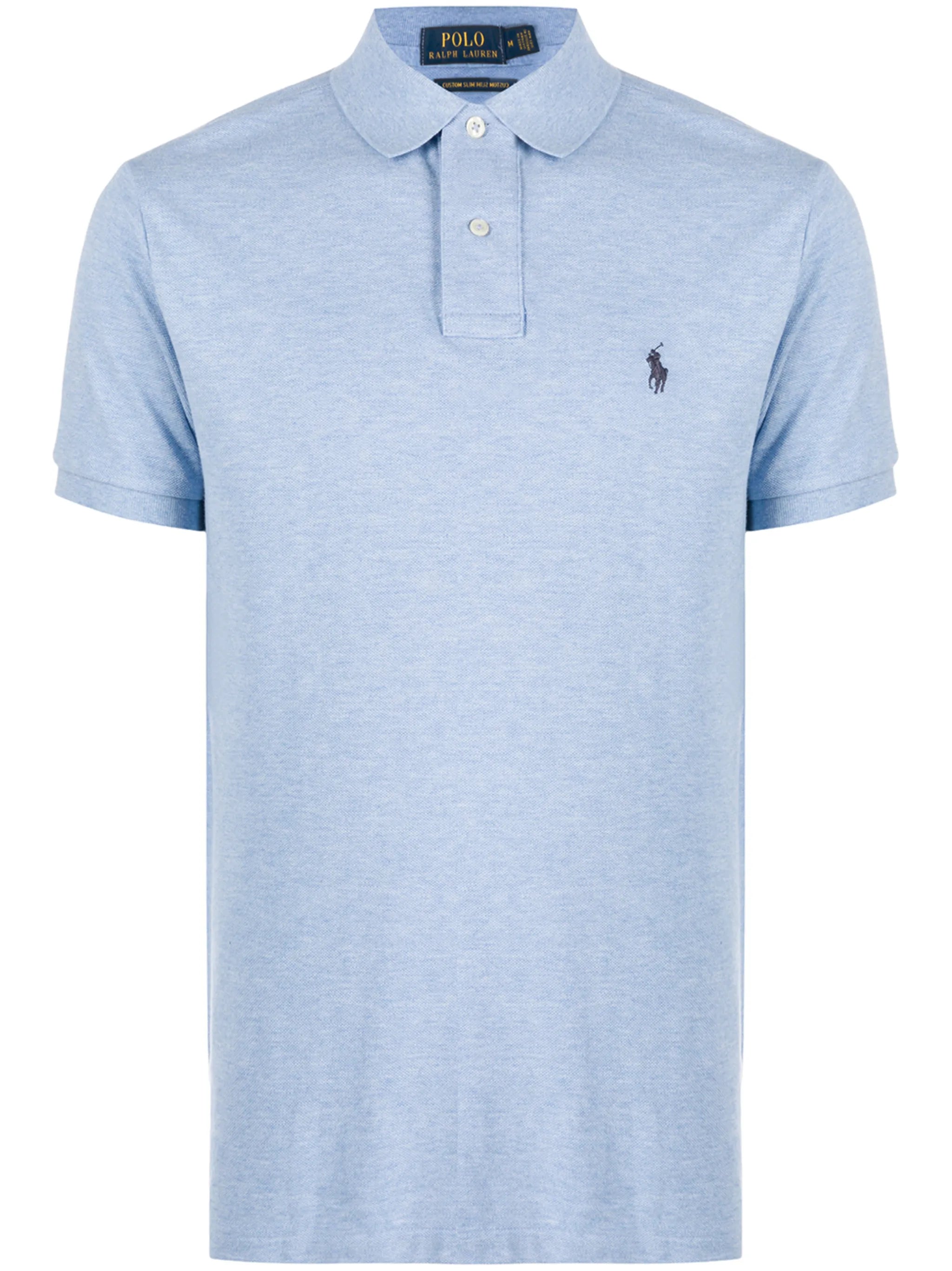 Blue Embroidered Motif Polo Shirt