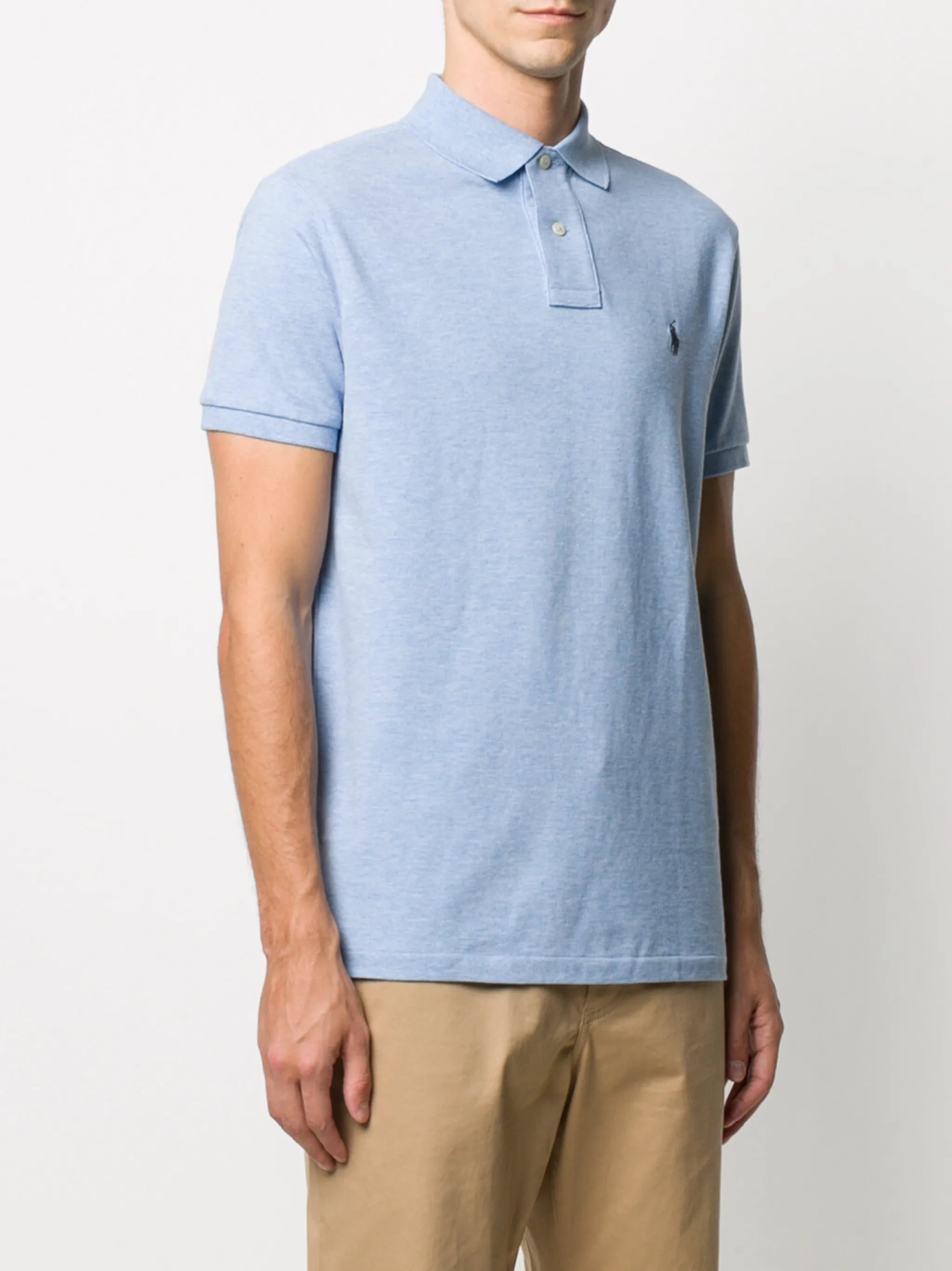 Blue Embroidered Motif Polo Shirt